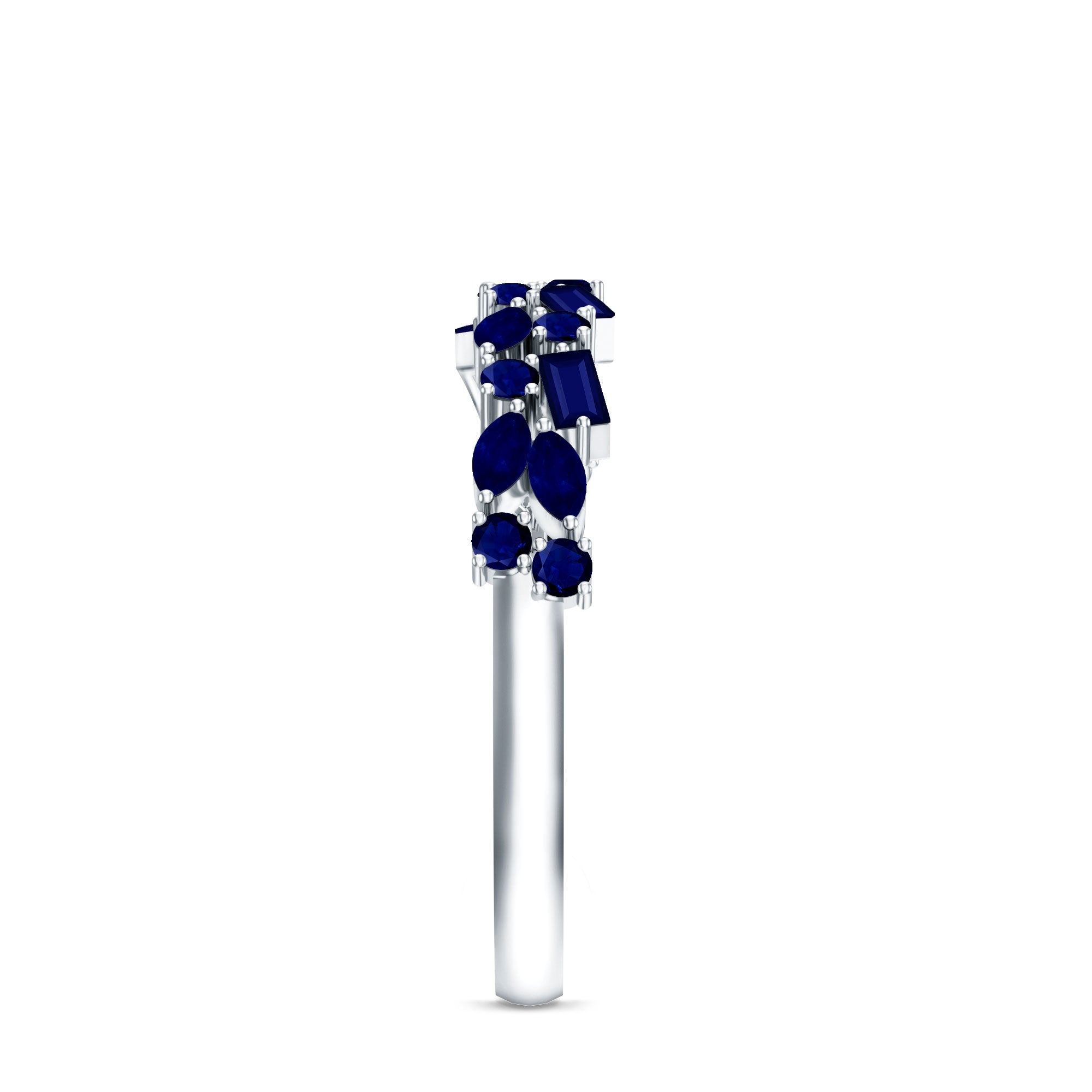 Natural Blue Sapphire Half Eternity Anniversary Ring for Women AAA - Rosec Jewels