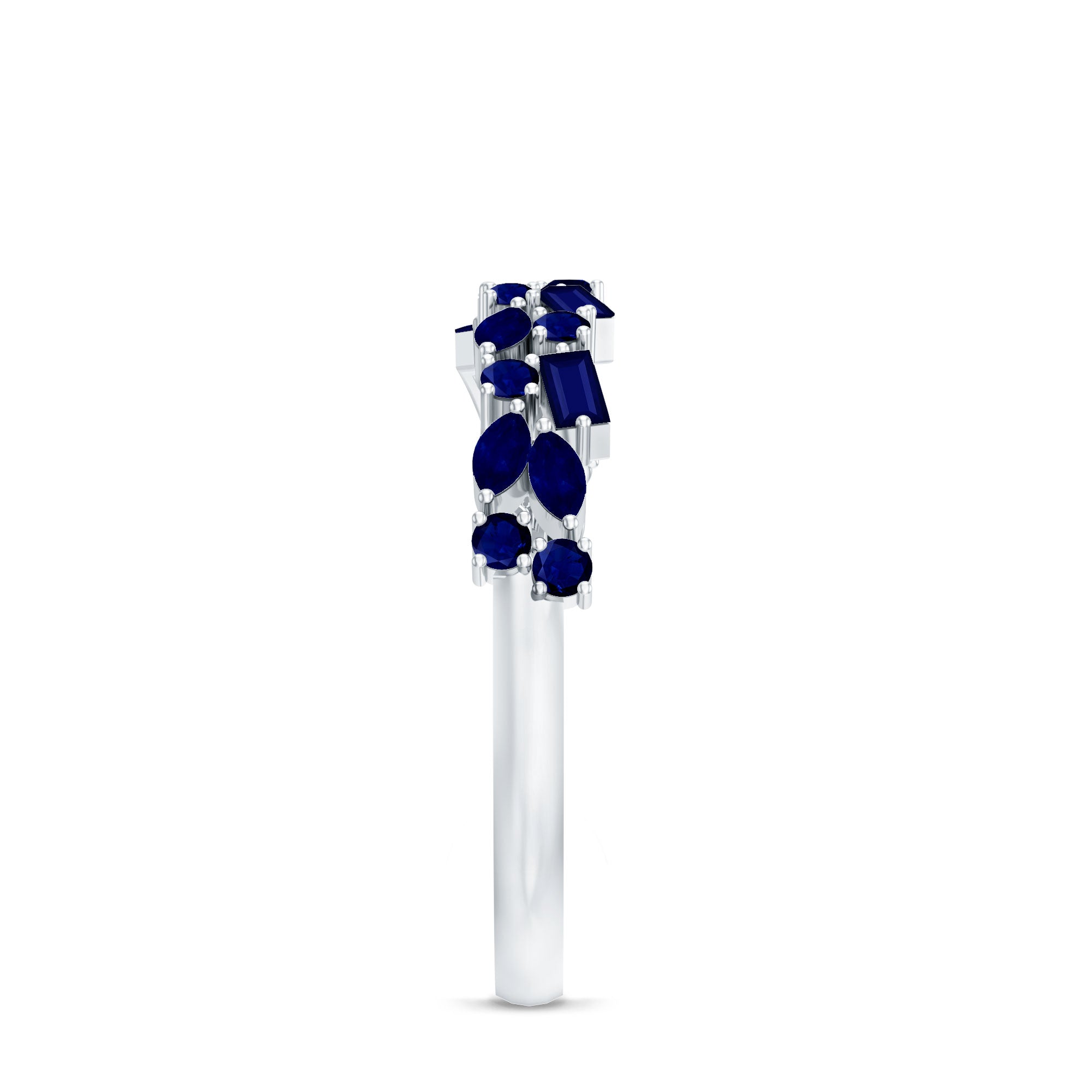 Rosec Jewels-Natural Blue Sapphire Half Eternity Anniversary Ring for Women