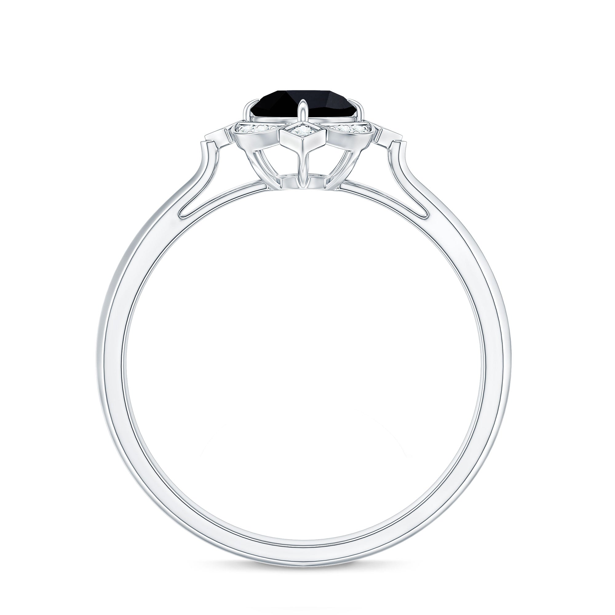 Vintage Looking 0.8 Carat Lab Grown Black and White Diamond Engagement Ring AAAA ( Synthetic ) - Rosec Jewels