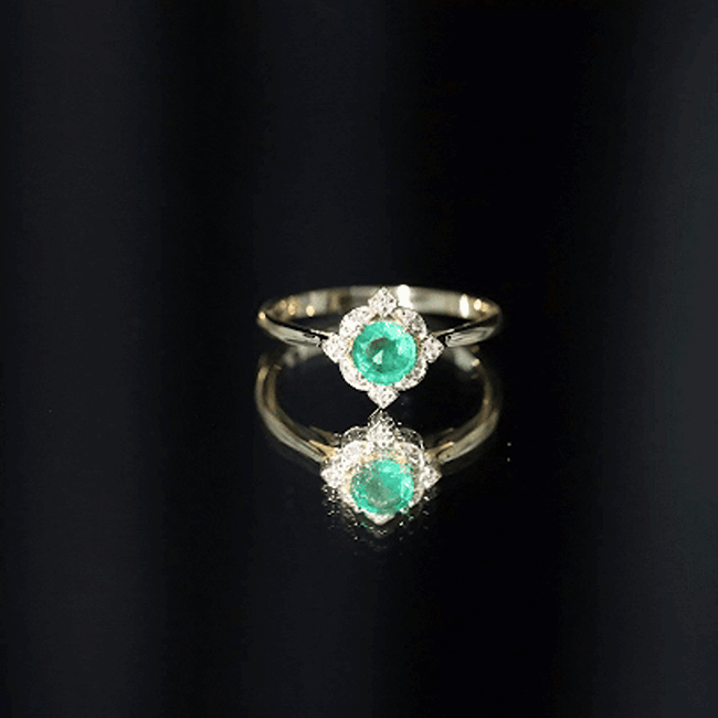 Natural Emerald and Diamond Vintage Inspired Engagement Ring For Her AAA - Rosec Jewels