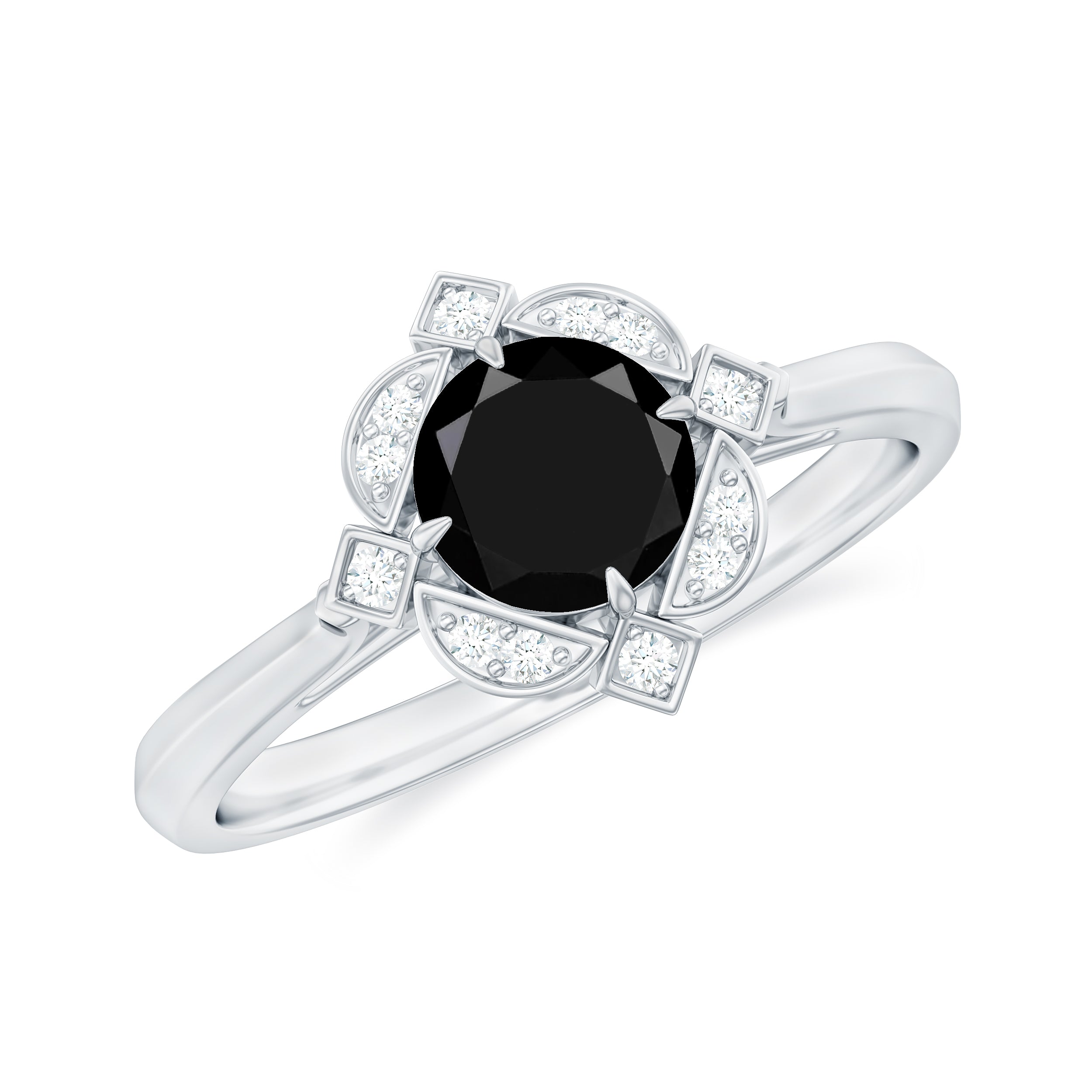 Vintage Inspired Black and White Diamond Engagement Ring