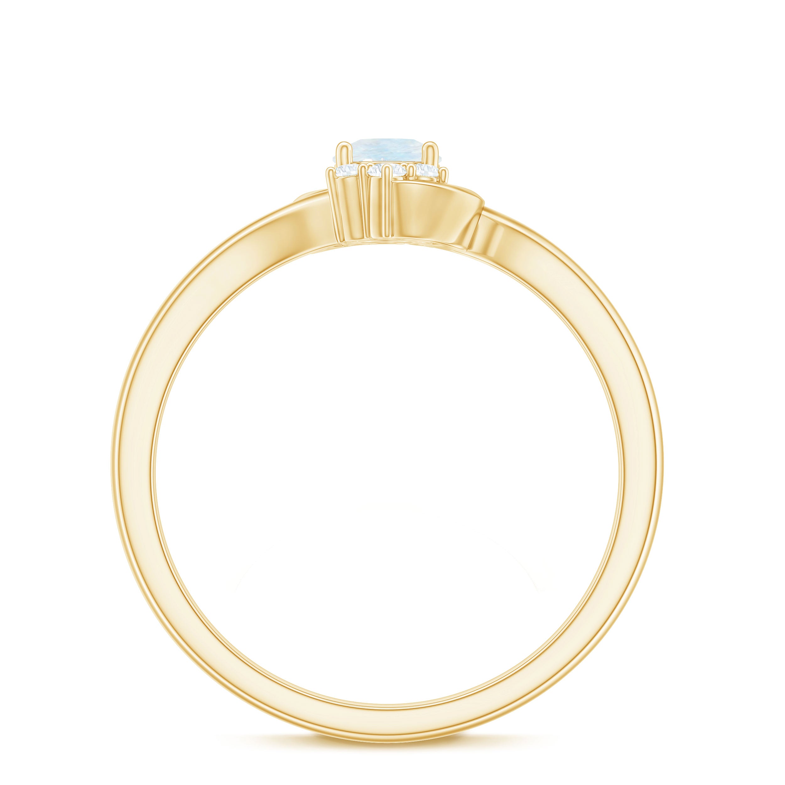 1/2 CT Moonstone and Diamond Bypass Promise Ring AAA - Rosec Jewels