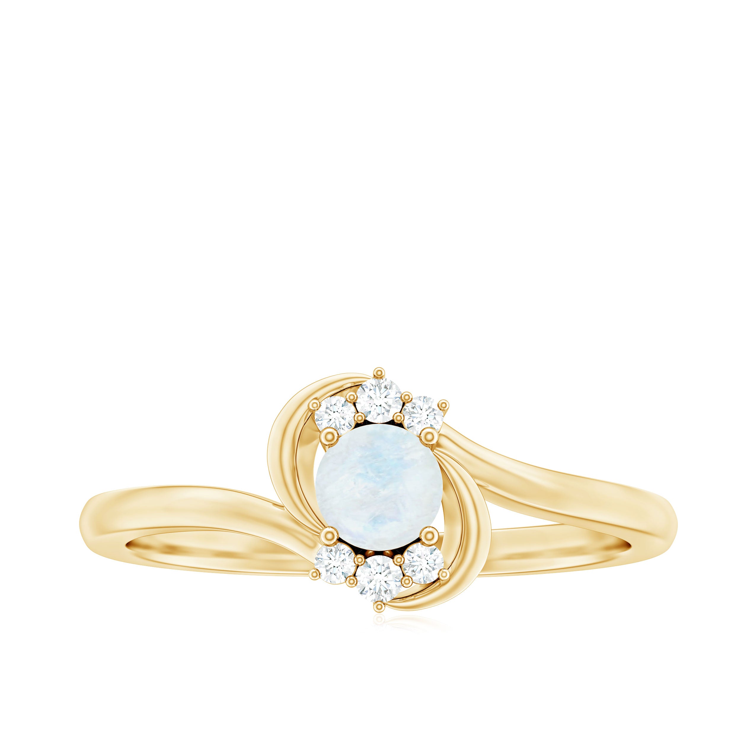 1/2 CT Moonstone and Diamond Bypass Promise Ring AAA - Rosec Jewels