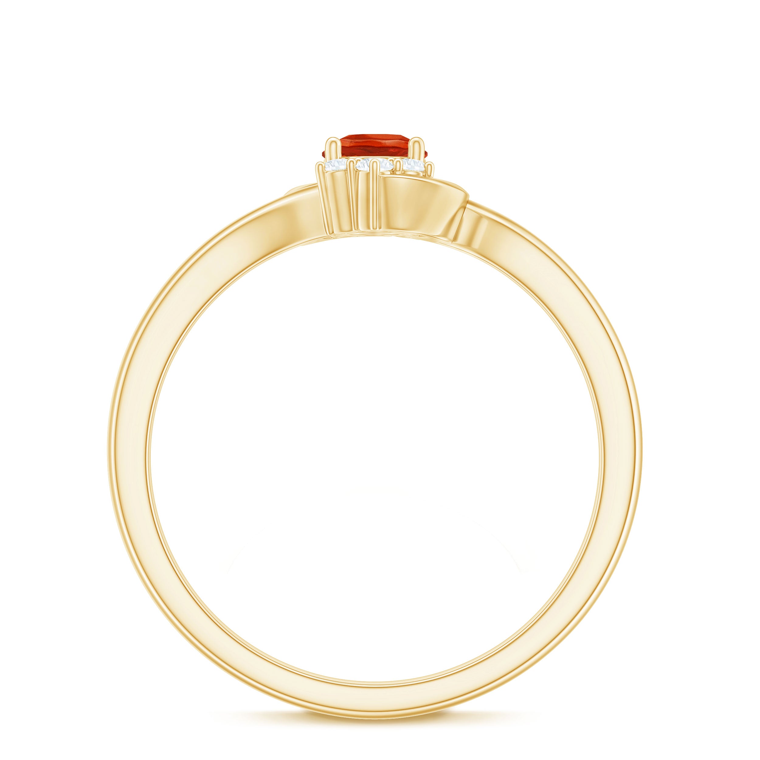 1/4 Ct Fire Opal and Diamond Bypass Promise Ring AAA - Rosec Jewels