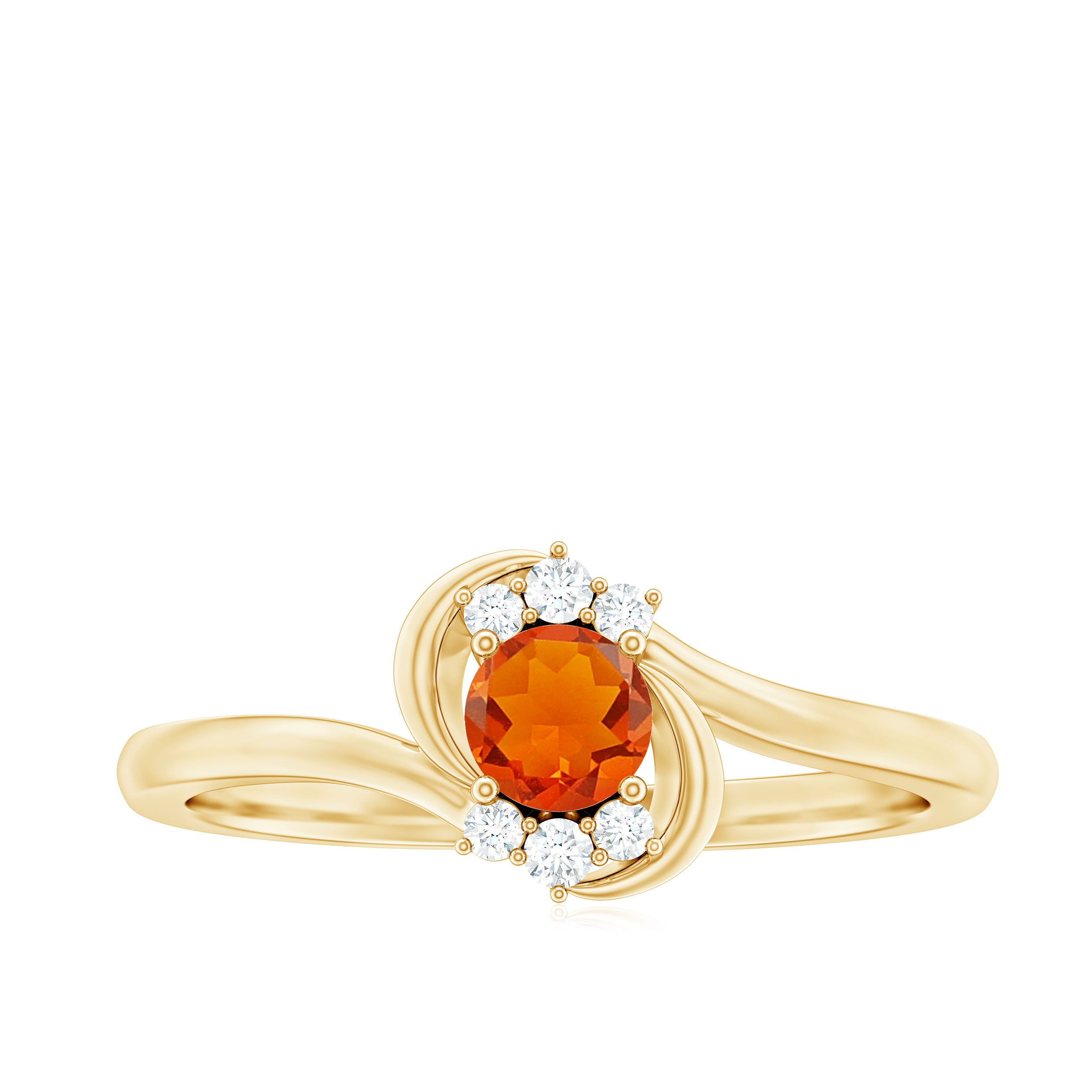 1/4 Ct Fire Opal and Diamond Bypass Promise Ring AAA - Rosec Jewels