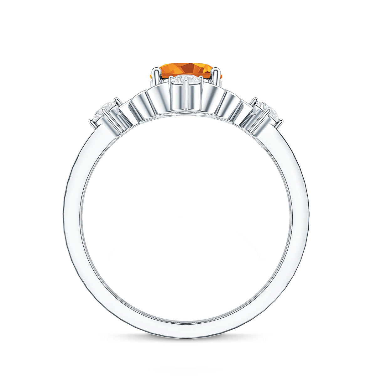 Vintage Style 1 Carat Citrine Oval Engagement Ring with Diamond AAA - Rosec Jewels