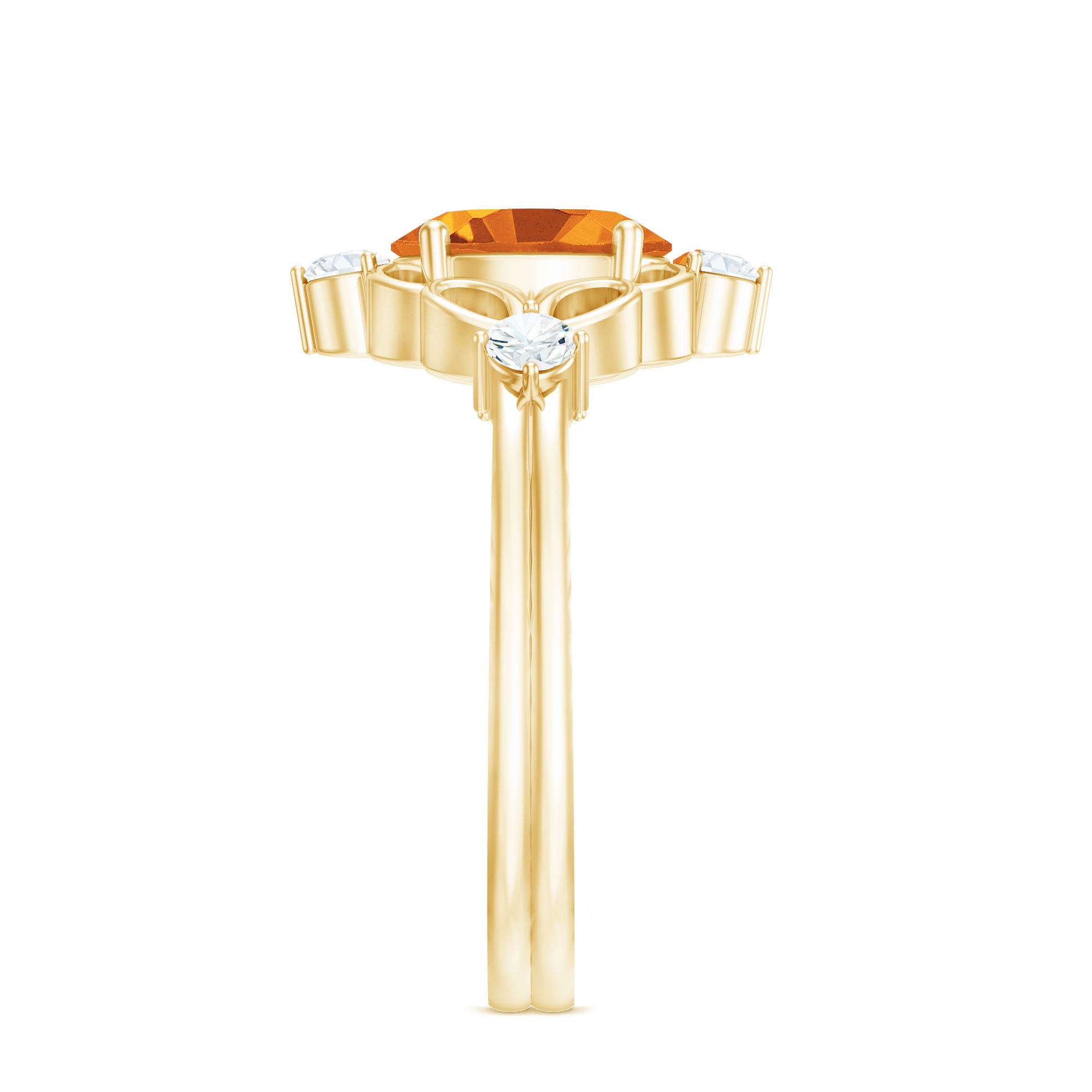 Vintage Style 1 Carat Citrine Oval Engagement Ring with Diamond AAA - Rosec Jewels