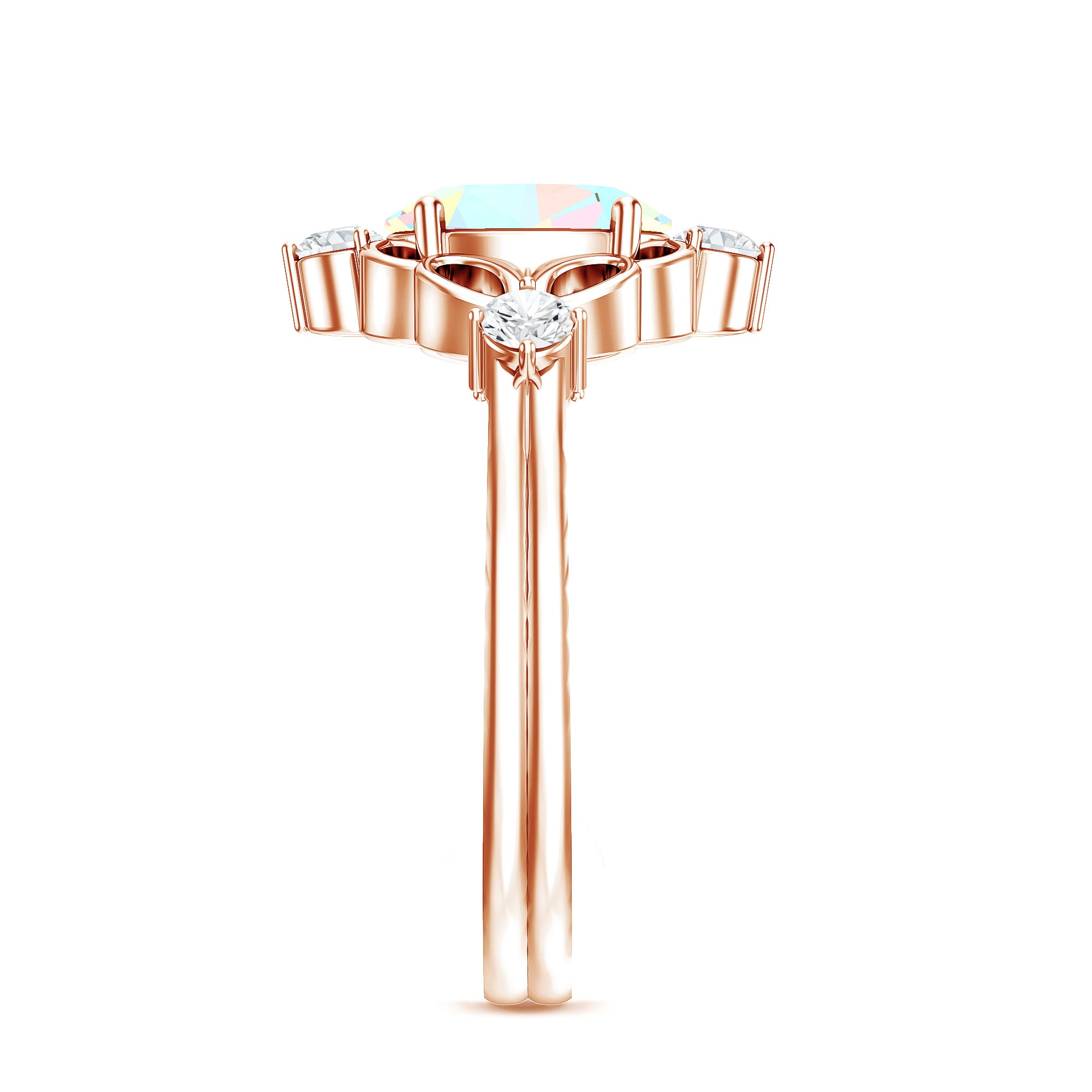 Designer Ethiopian Opal and Diamond Engagement Ring AAA - Rosec Jewels