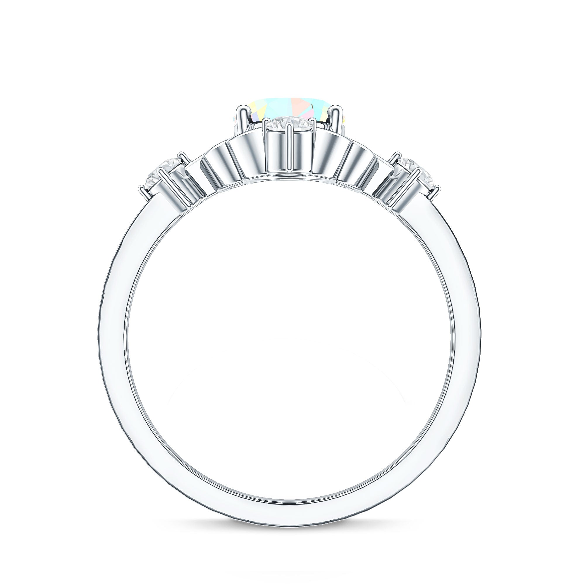 Designer Ethiopian Opal and Diamond Engagement Ring AAA - Rosec Jewels