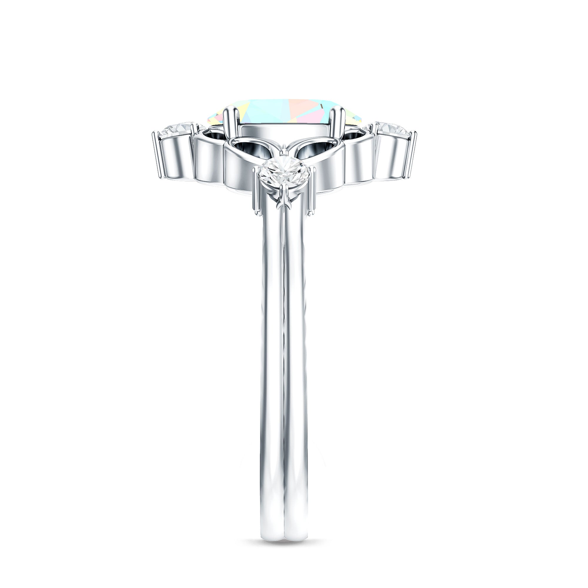 Designer Ethiopian Opal and Diamond Engagement Ring AAA - Rosec Jewels