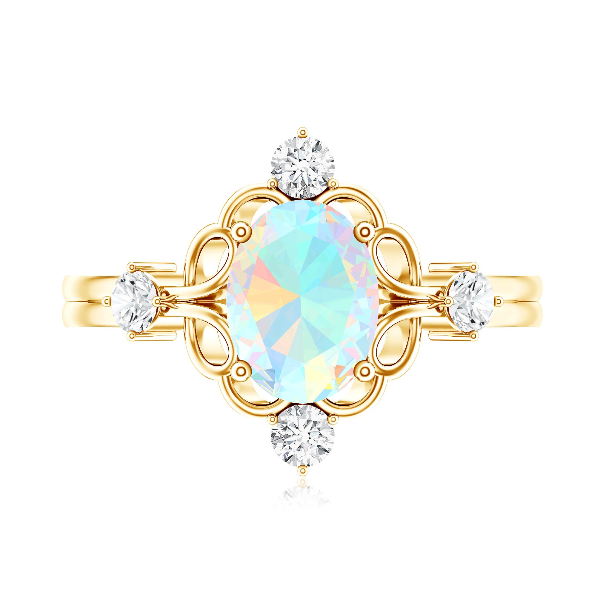 Designer Ethiopian Opal and Diamond Engagement Ring AAA - Rosec Jewels