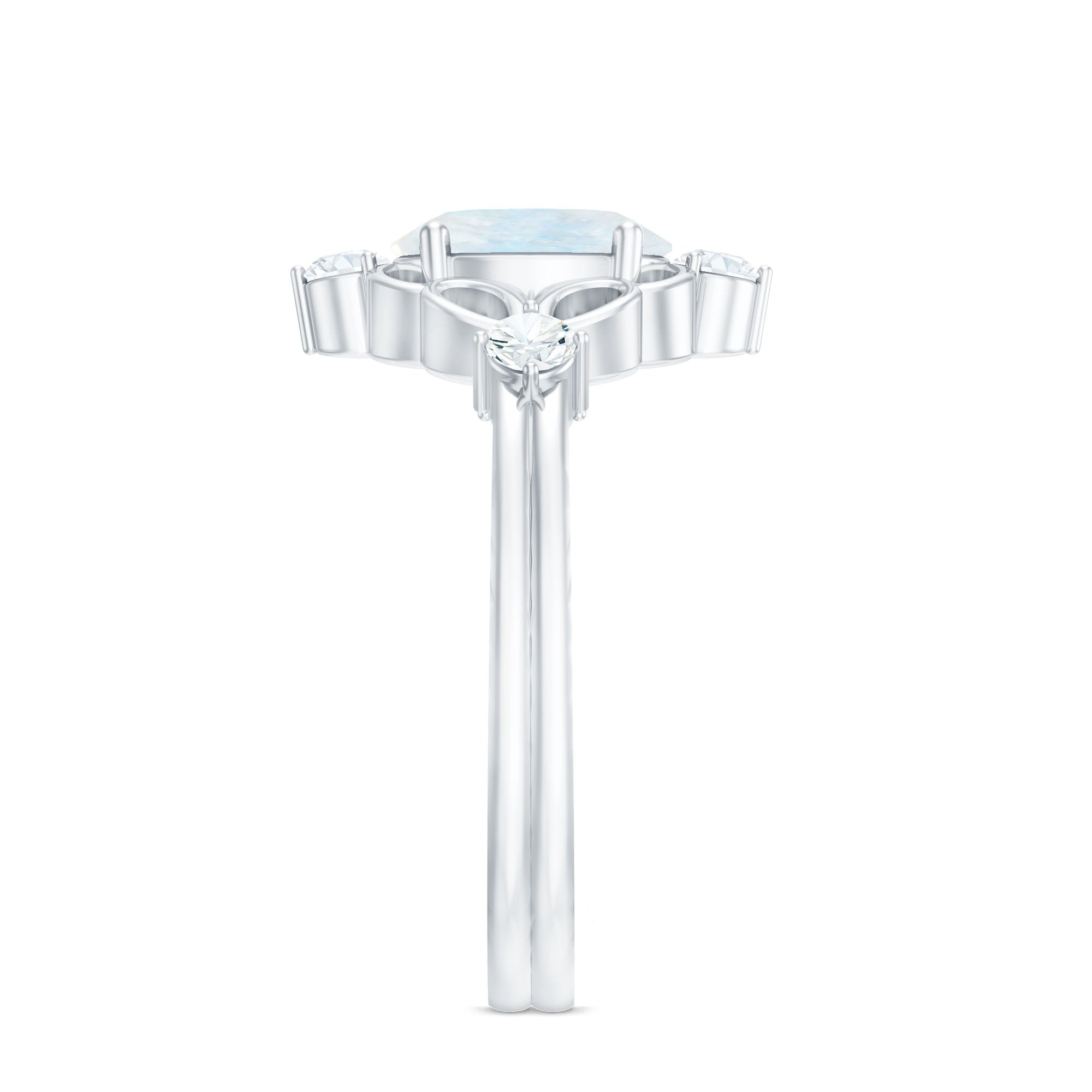 Oval Moonstone Cocktail Ring with Diamond AAA - Rosec Jewels