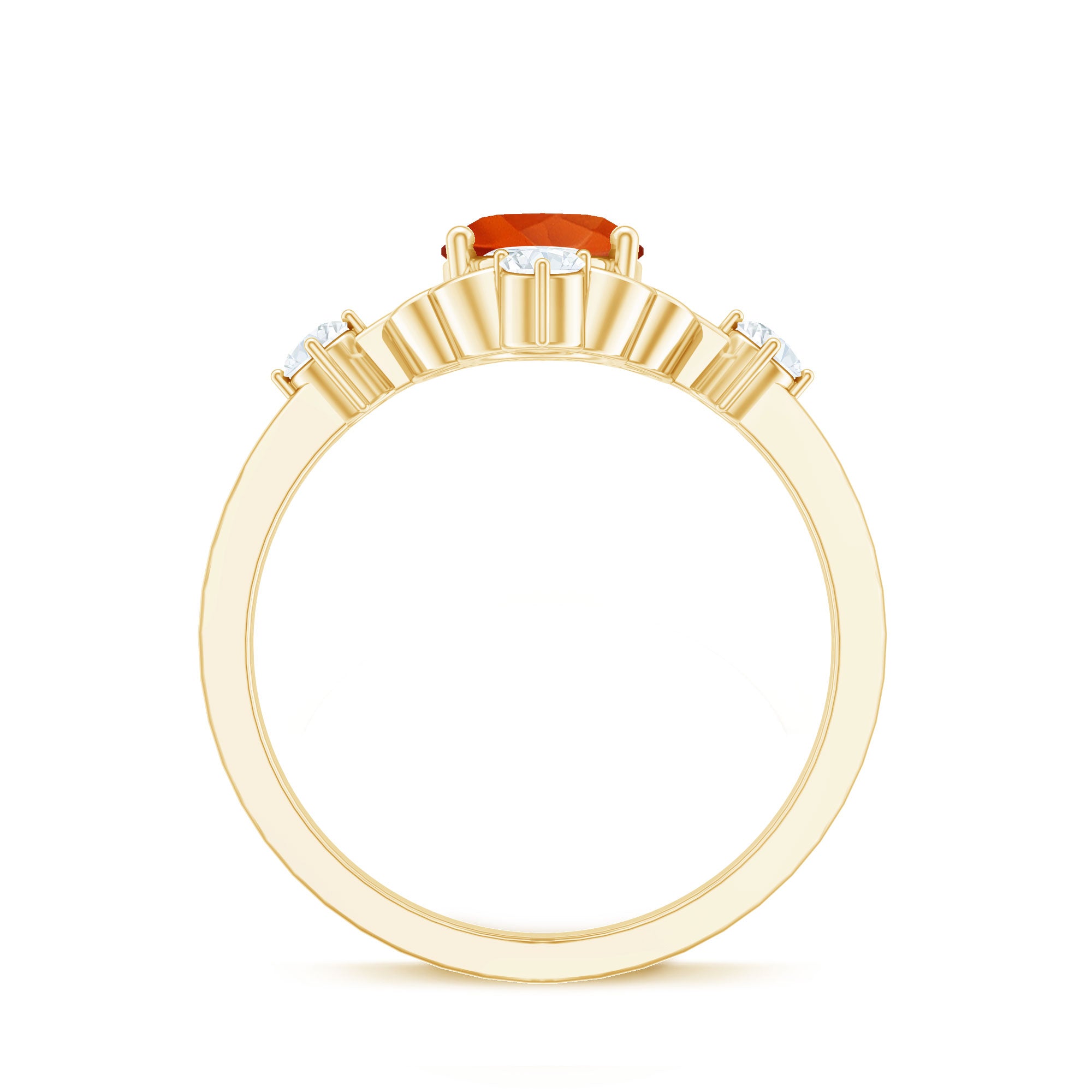 Oval Fire Opal Cocktail Ring with Diamond AAA - Rosec Jewels