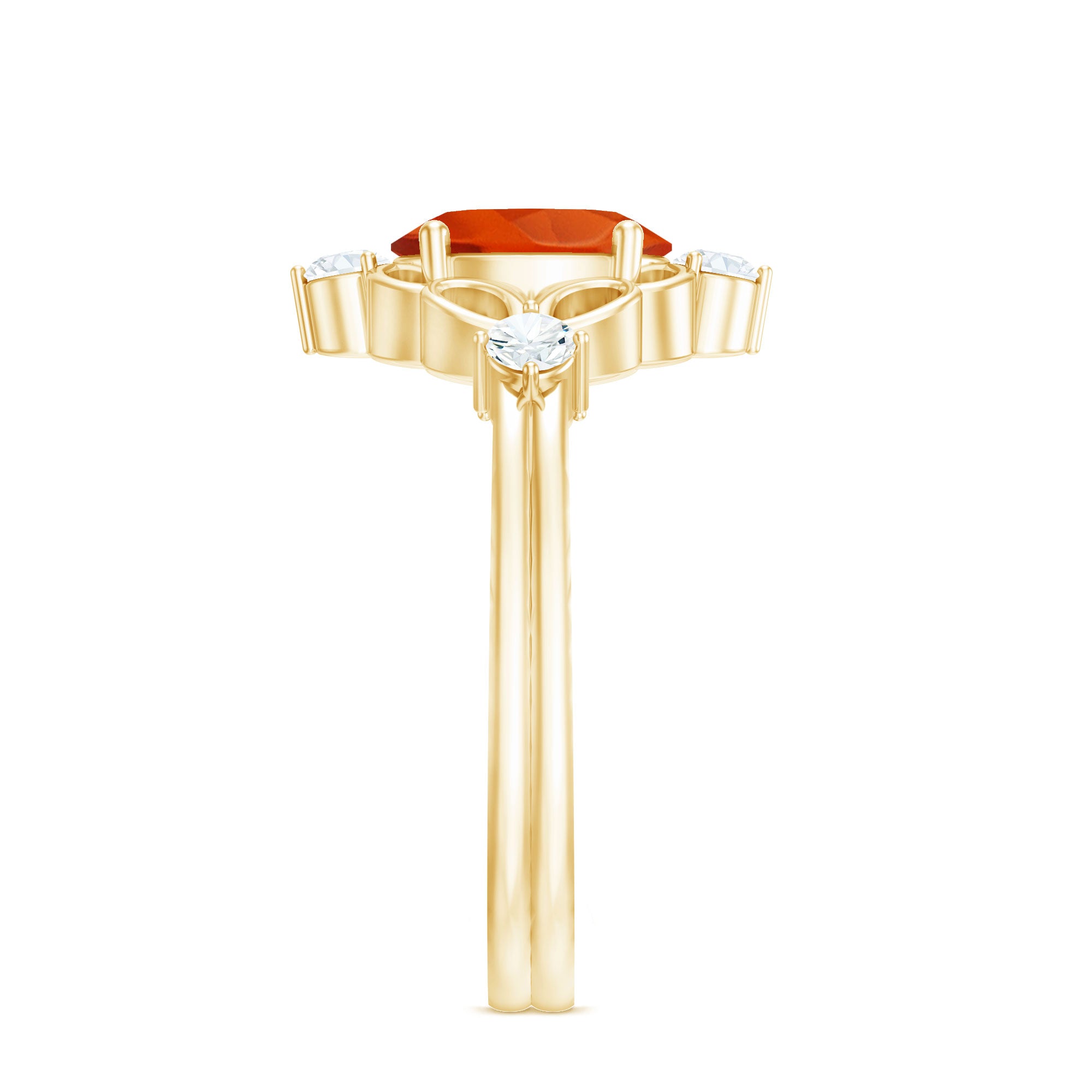 Oval Fire Opal Cocktail Ring with Diamond AAA - Rosec Jewels
