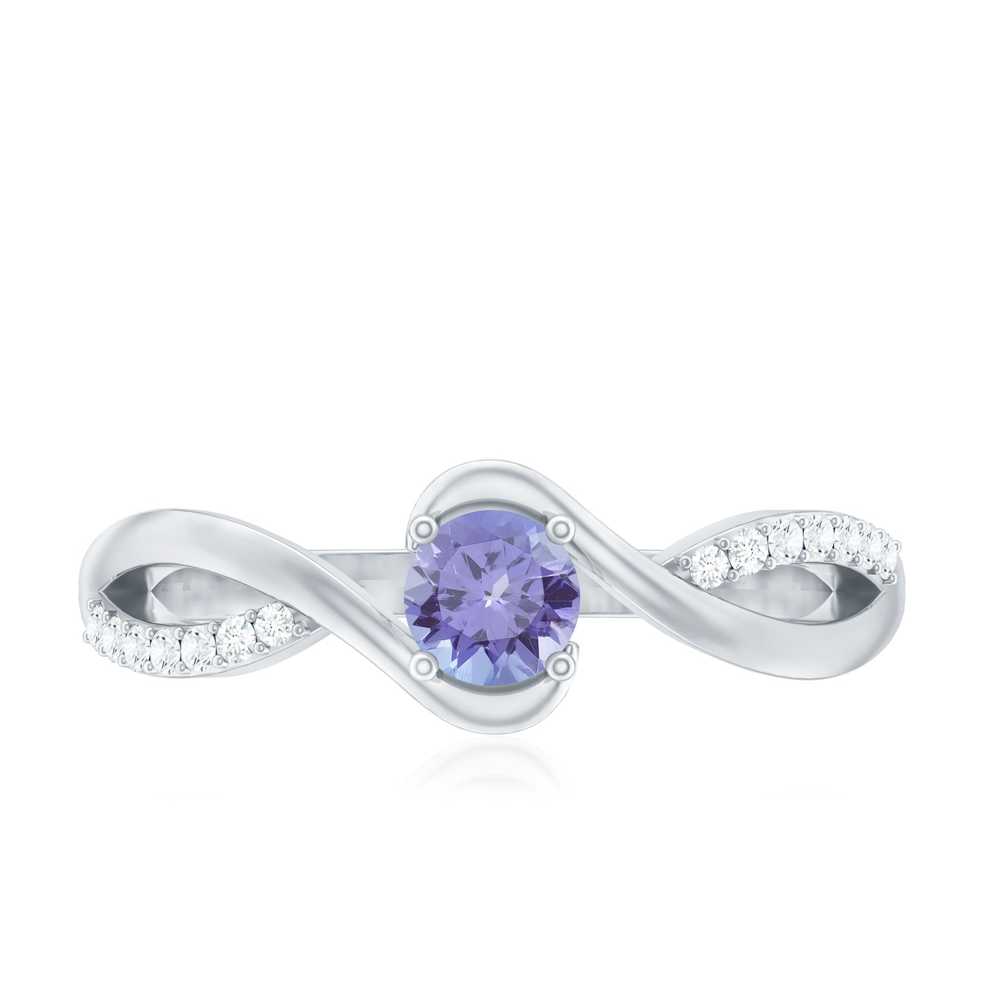 Real Tanzanite Diamond Promise Ring with Bypass Shank AAA - Rosec Jewels