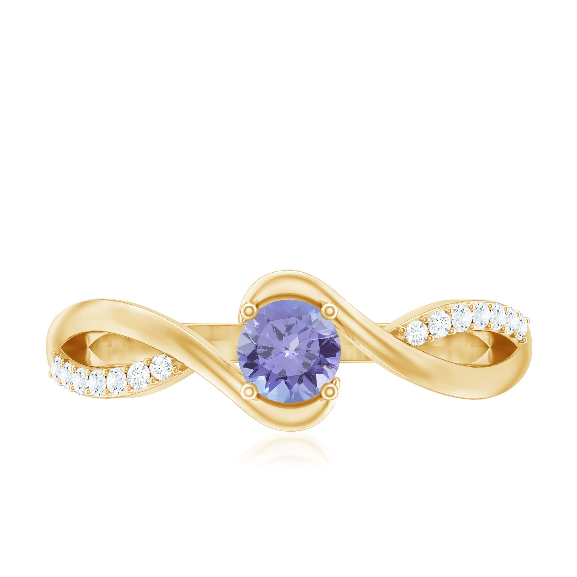 Real Tanzanite Diamond Promise Ring with Bypass Shank AAA - Rosec Jewels
