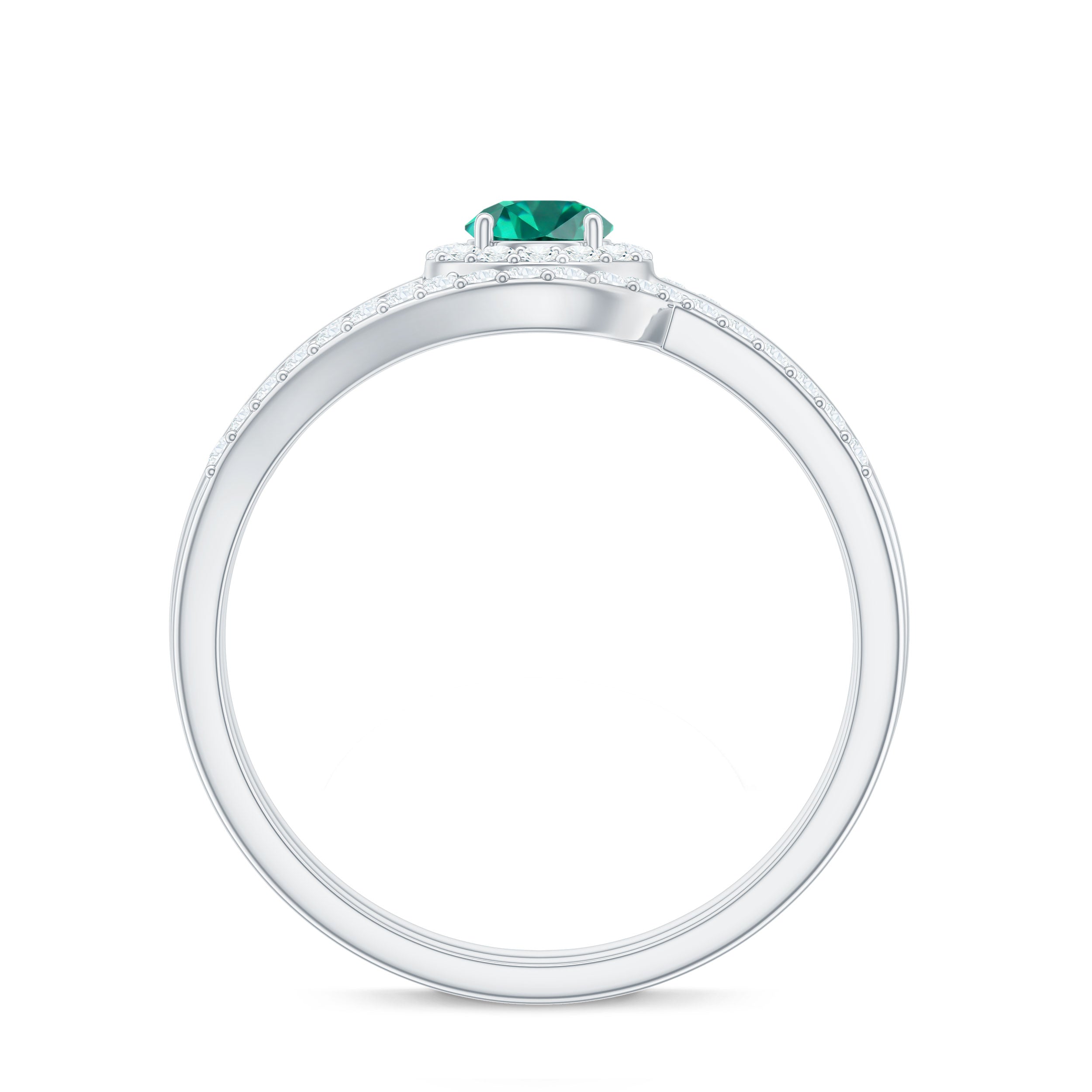 Certified Lab Grown Emerald Diamond Wedding Bridal Ring Set of 2 AAAA - Rosec Jewels