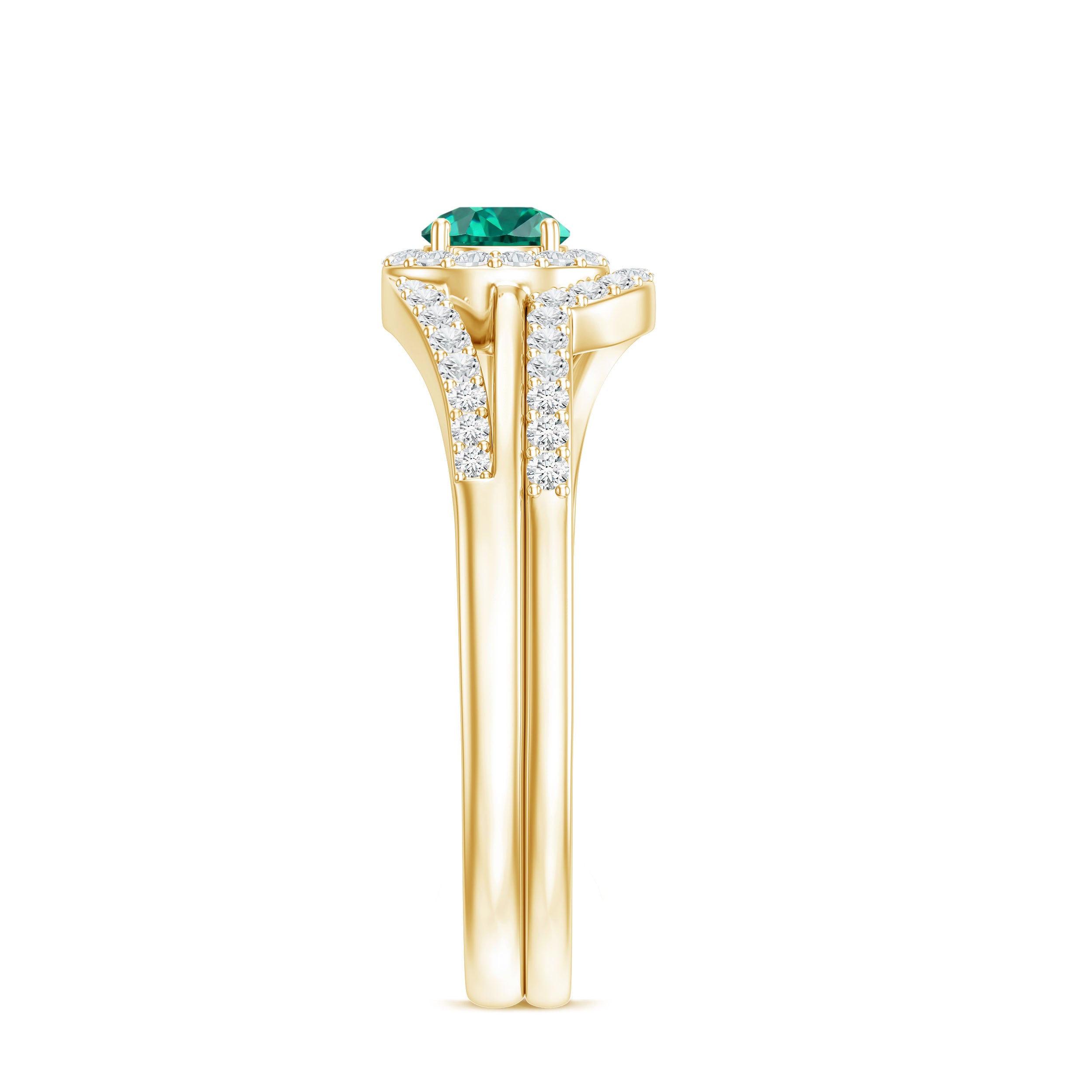 Certified Lab Grown Emerald Diamond Wedding Bridal Ring Set of 2 AAAA - Rosec Jewels