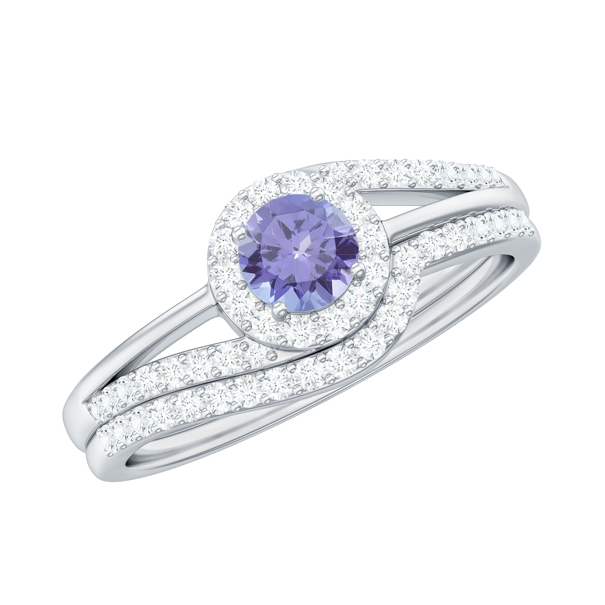 Genuine Tanzanite Engagement Ring with Diamond Enhancer AAA - Rosec Jewels
