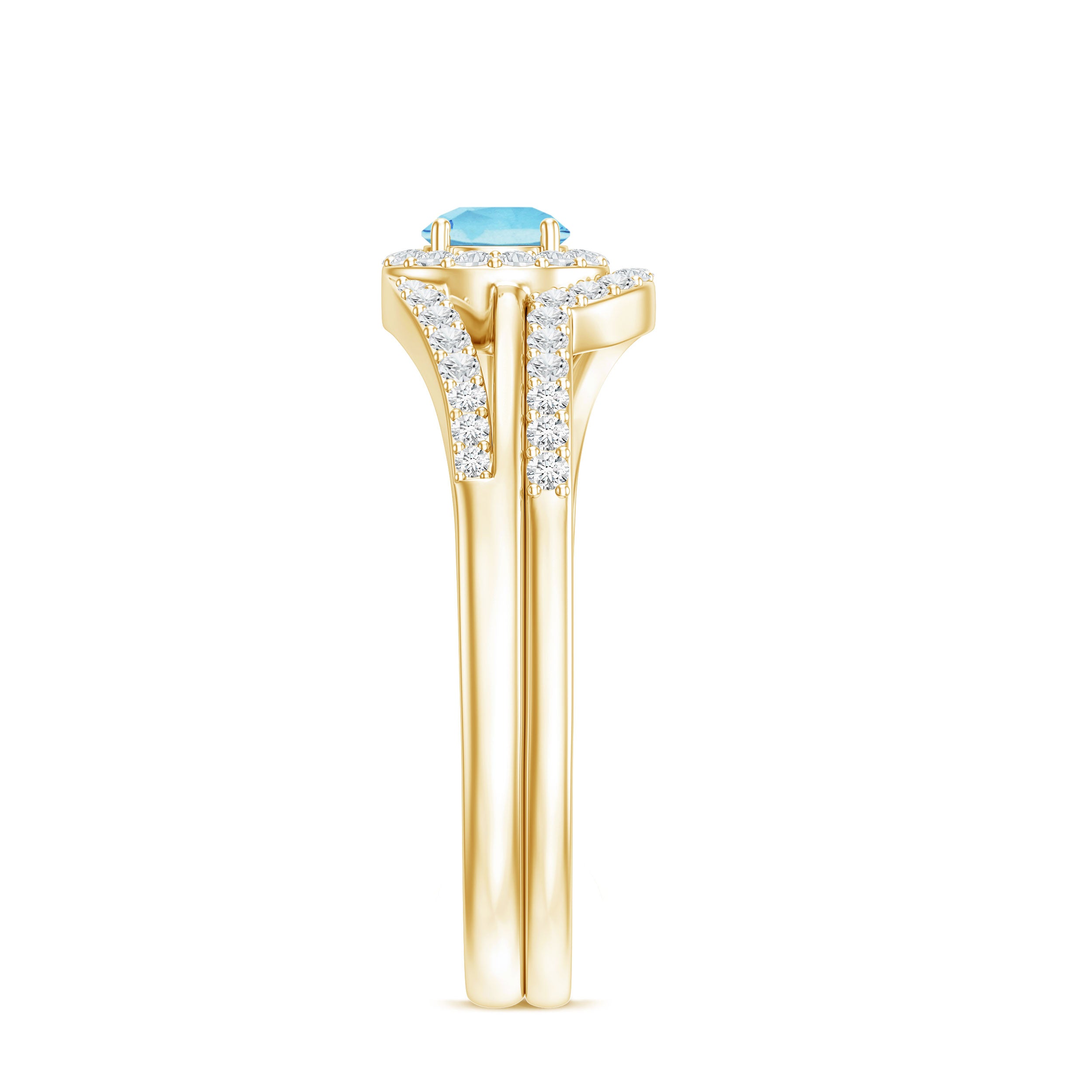 Certified Real Aquamarine Engagement Ring with Diamond Enhancer AAA - Rosec Jewels