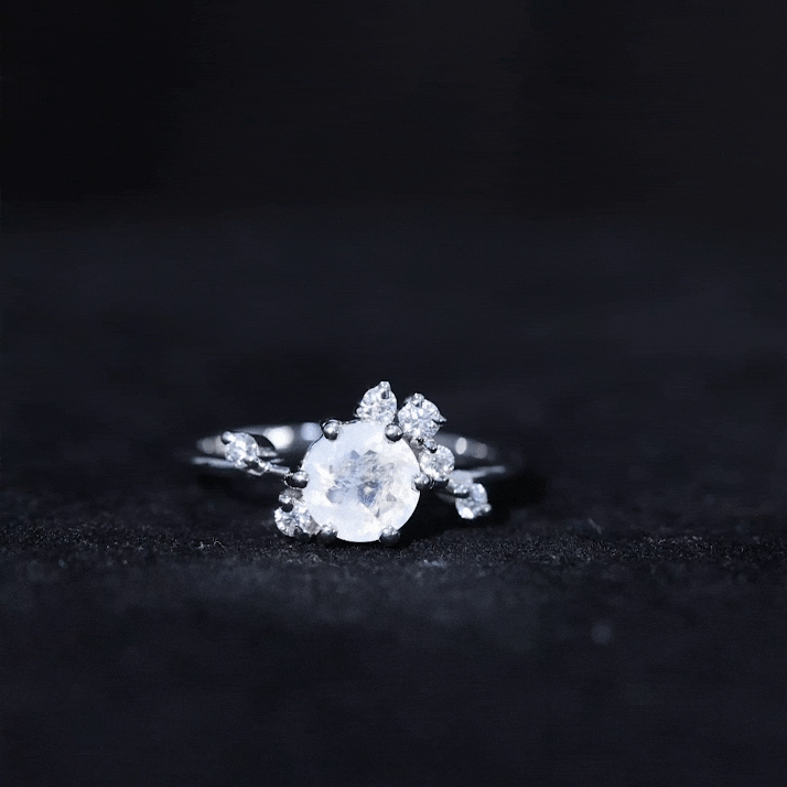 Moonstone and Diamond Scatter Promise Ring AAA - Rosec Jewels