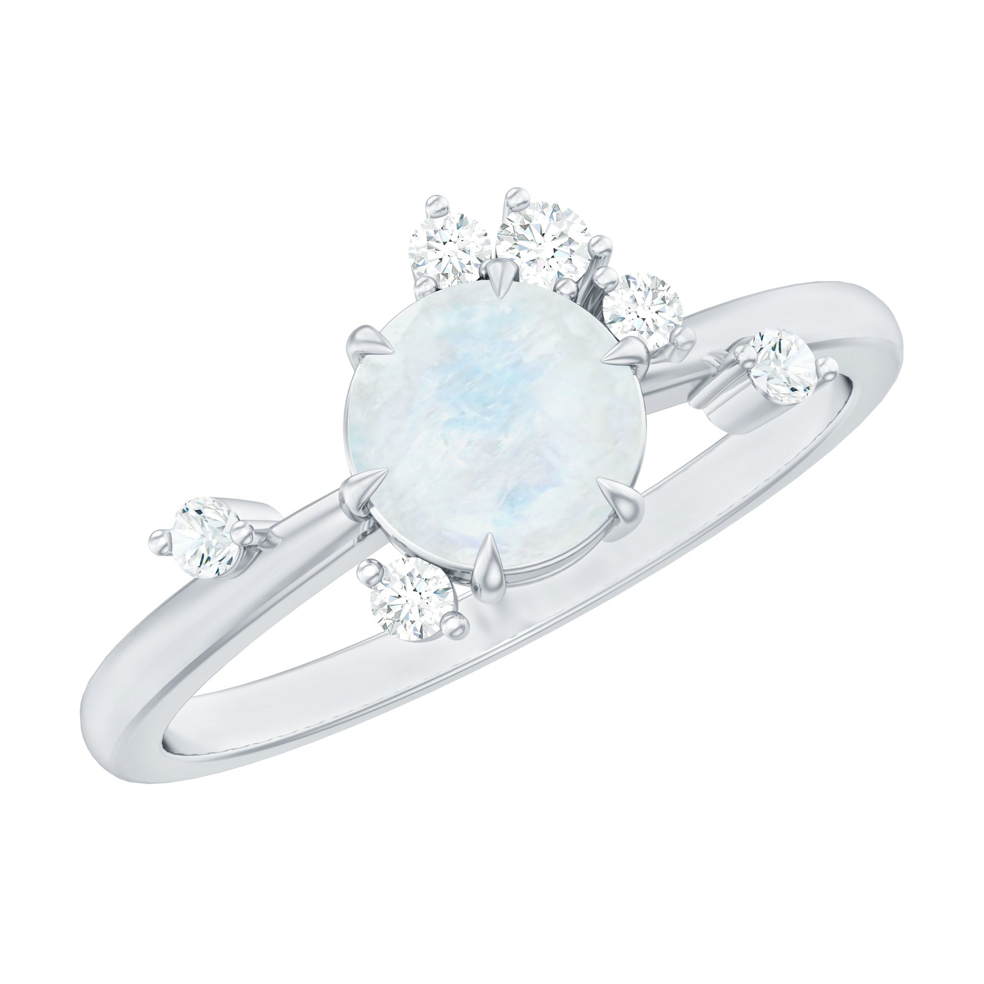 Moonstone and Diamond Scatter Promise Ring AAA - Rosec Jewels