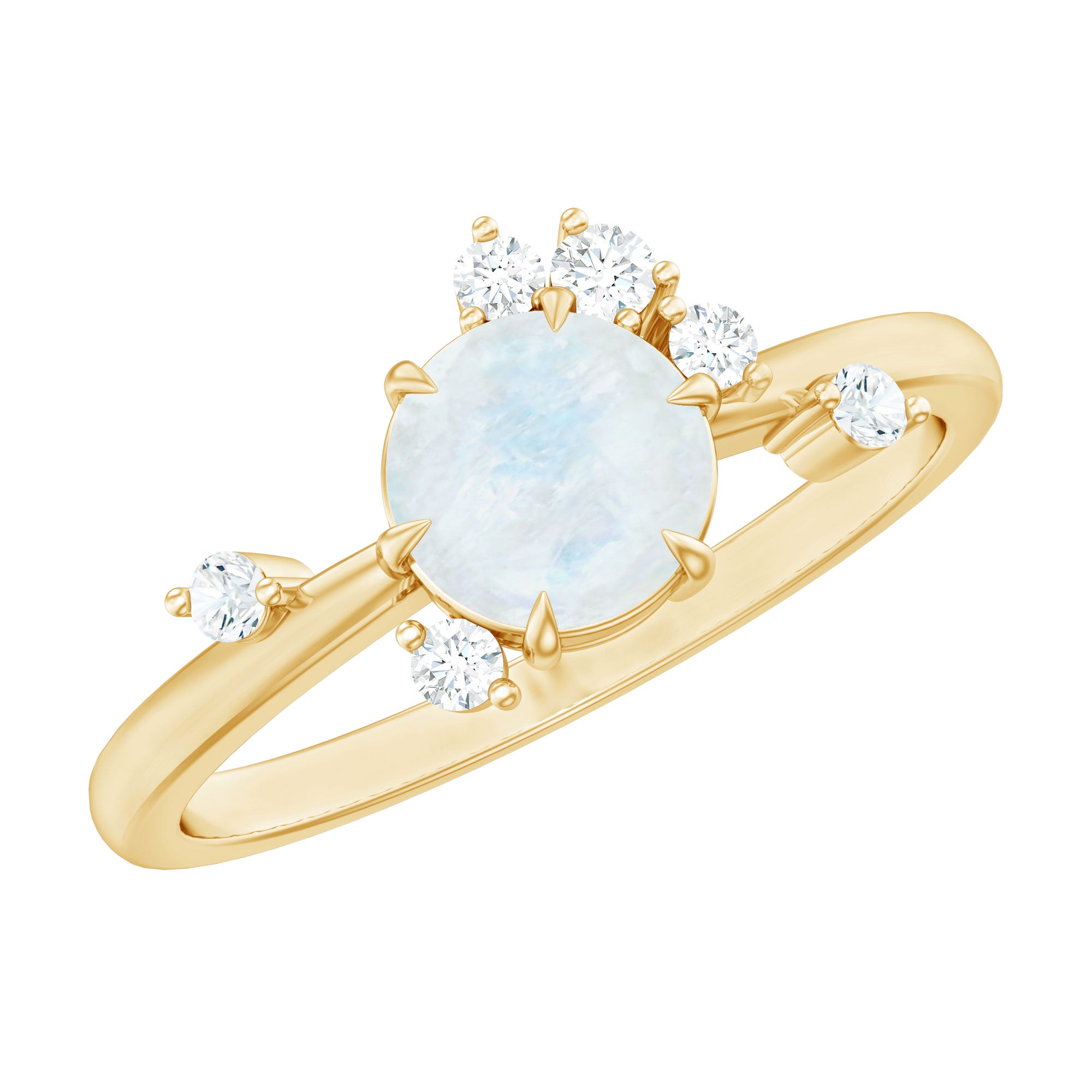 Moonstone and Diamond Scatter Promise Ring AAA - Rosec Jewels