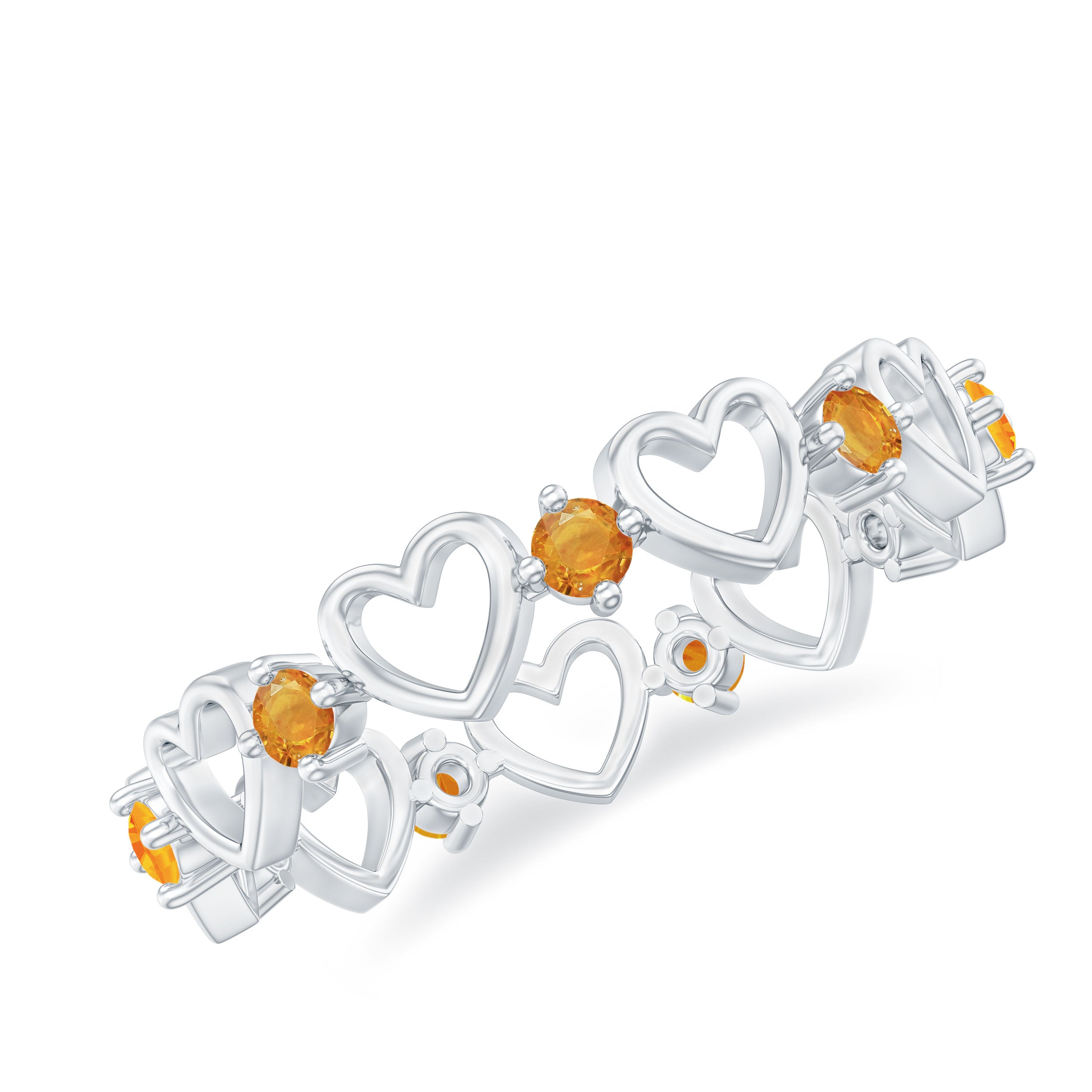 1/2 CT Orange Sapphire Gold Open Heart Band Ring for Women