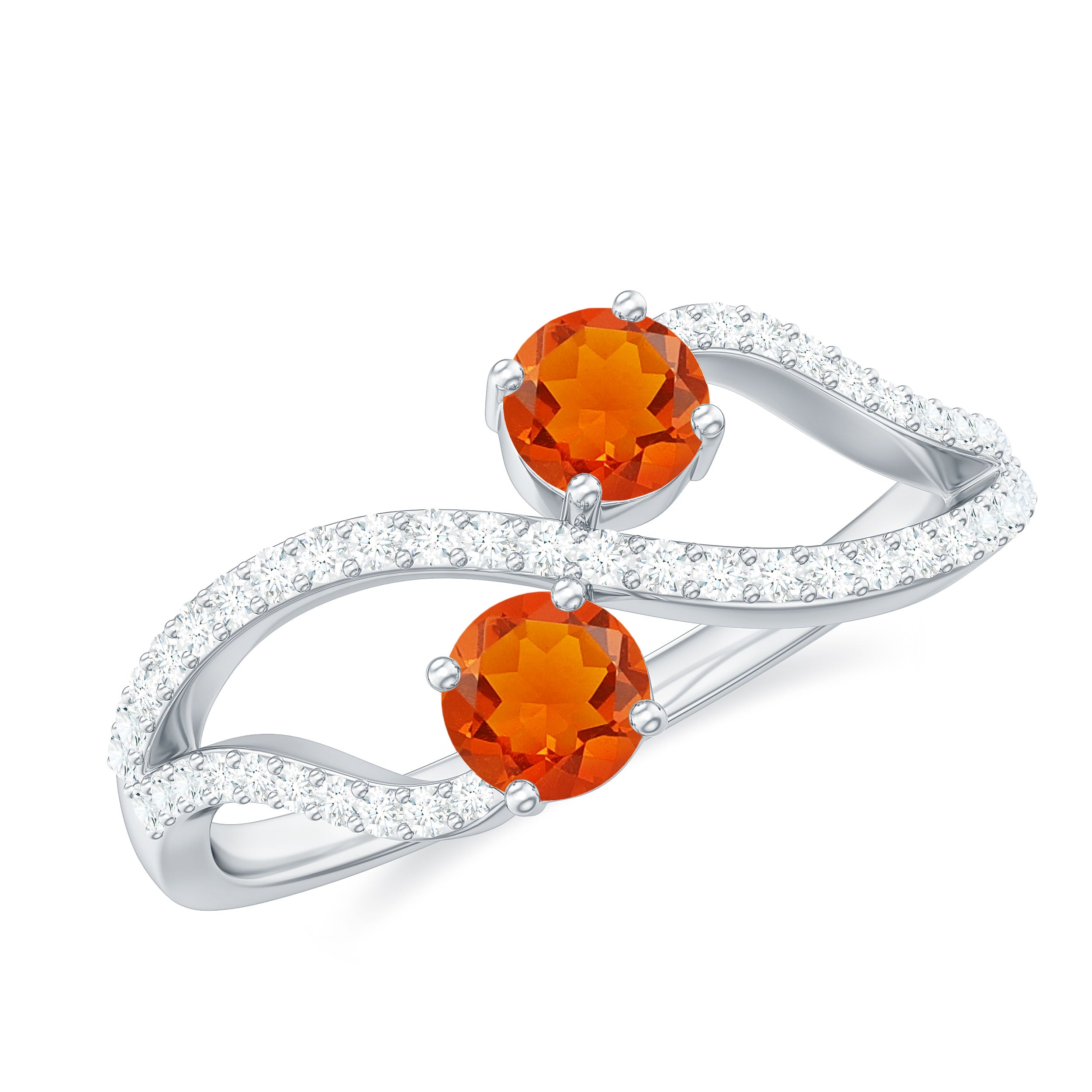 3/4 CT Minimal Fire Opal and Diamond Engagement Ring AAA - Rosec Jewels