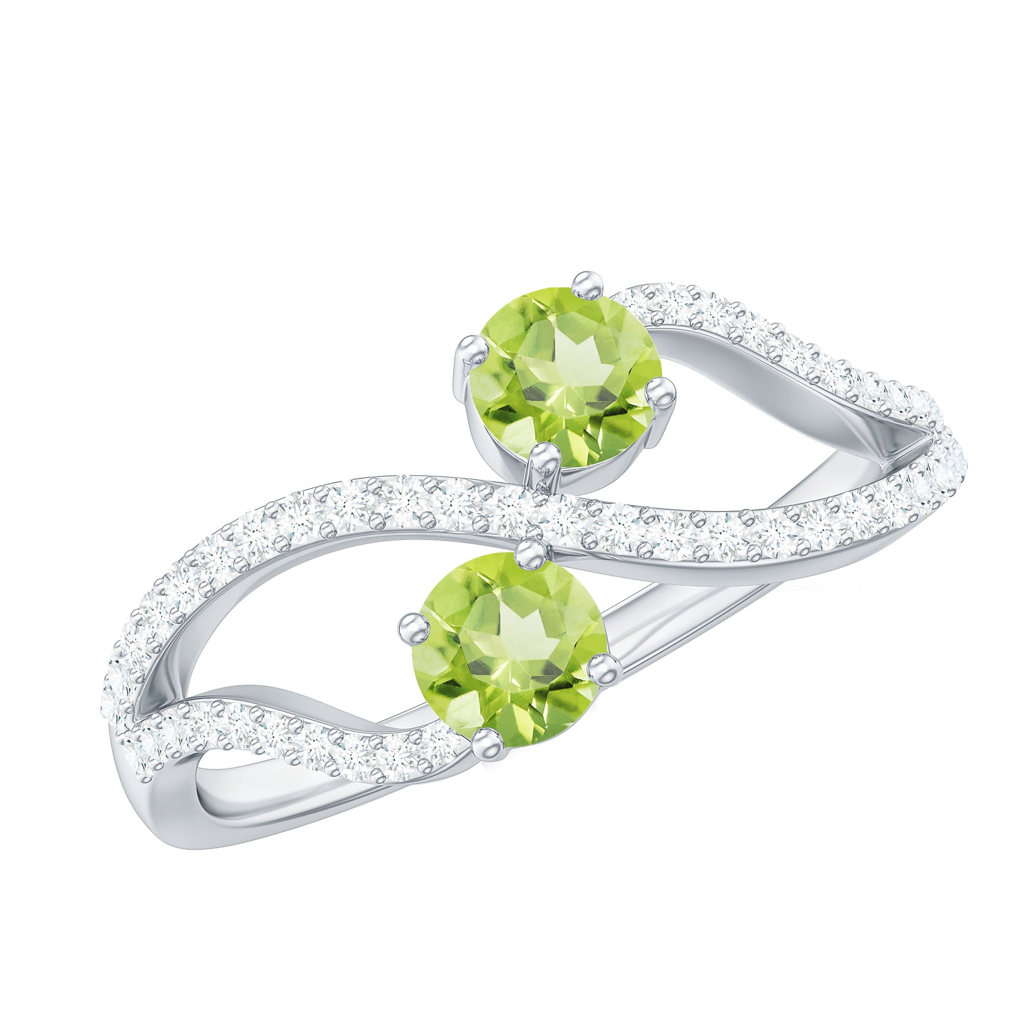 Rosec Jewels-Natural Peridot Toi Et Moi Ring with Diamond Infinity Shank