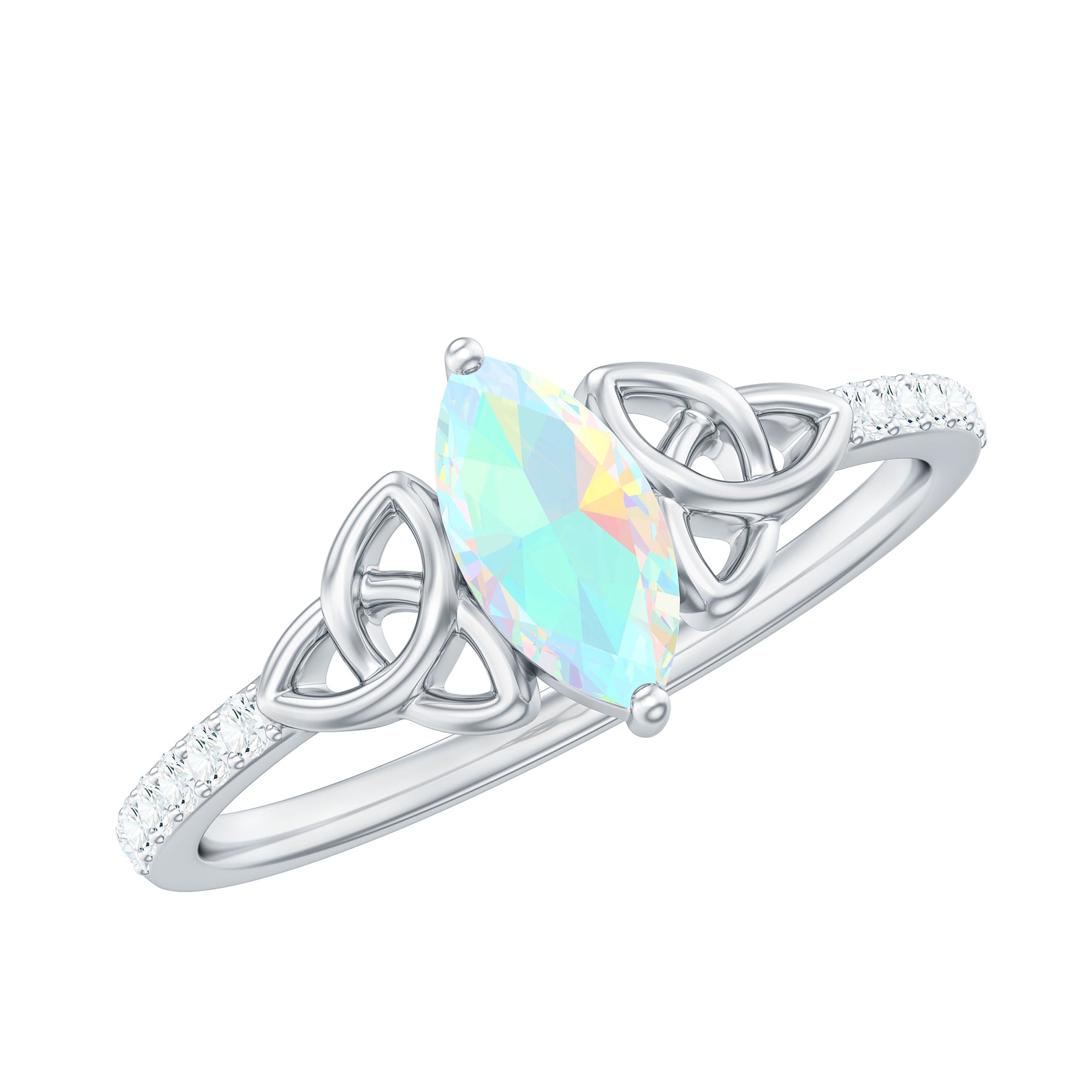 Natural Ethiopian Opal Diamond Engagement Ring with Celtic Knot