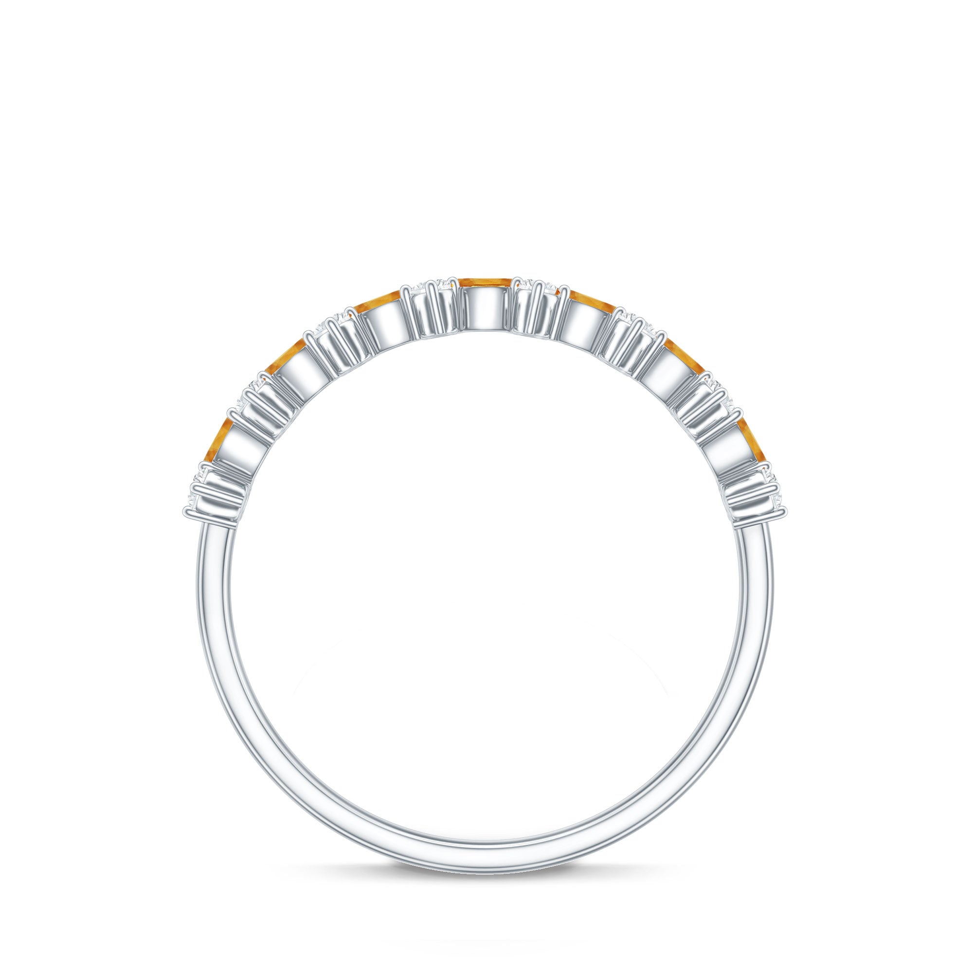 Natural Citrine Diamond Half Eternity Ring with Certificate AAA - Rosec Jewels