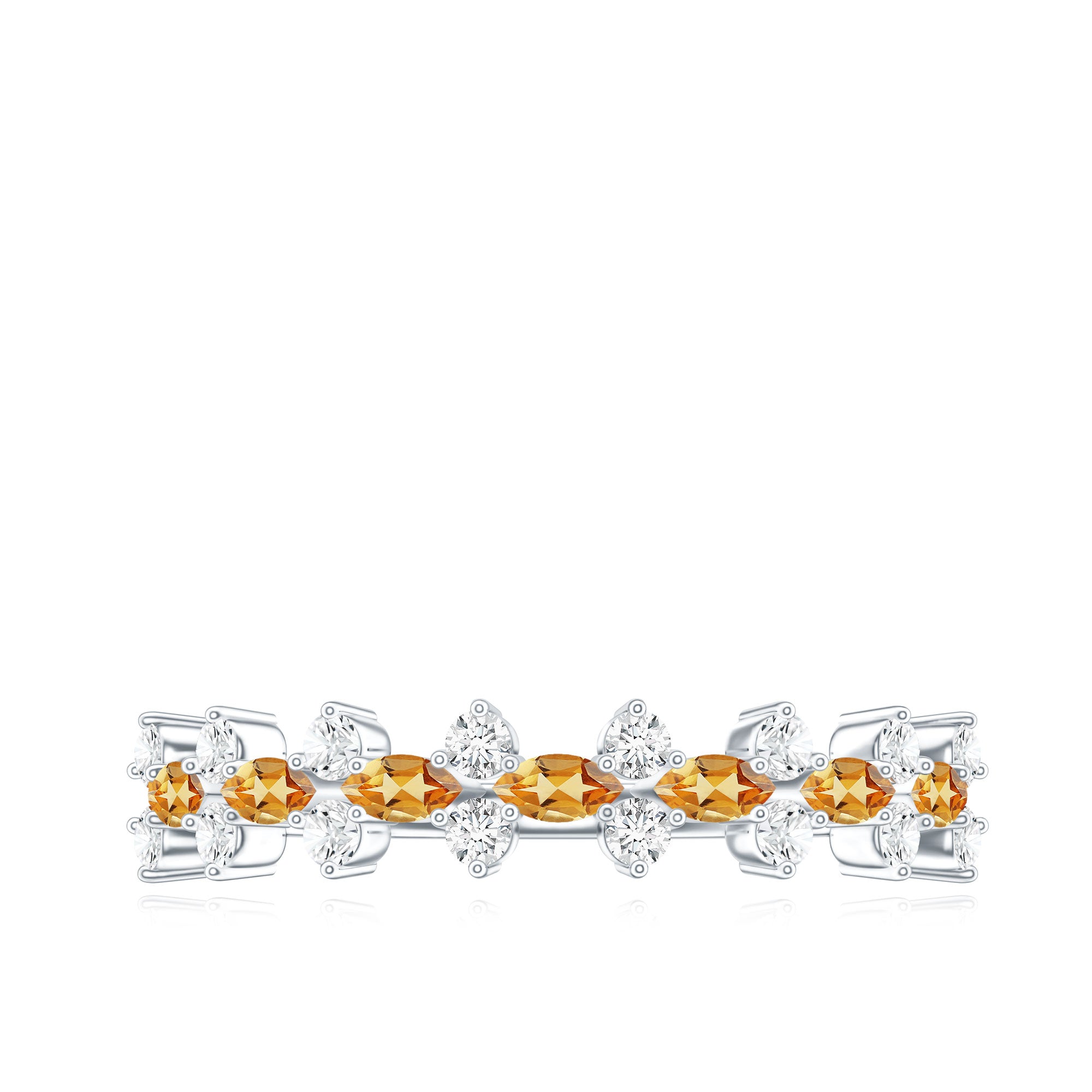 Natural Citrine Diamond Half Eternity Ring with Certificate AAA - Rosec Jewels