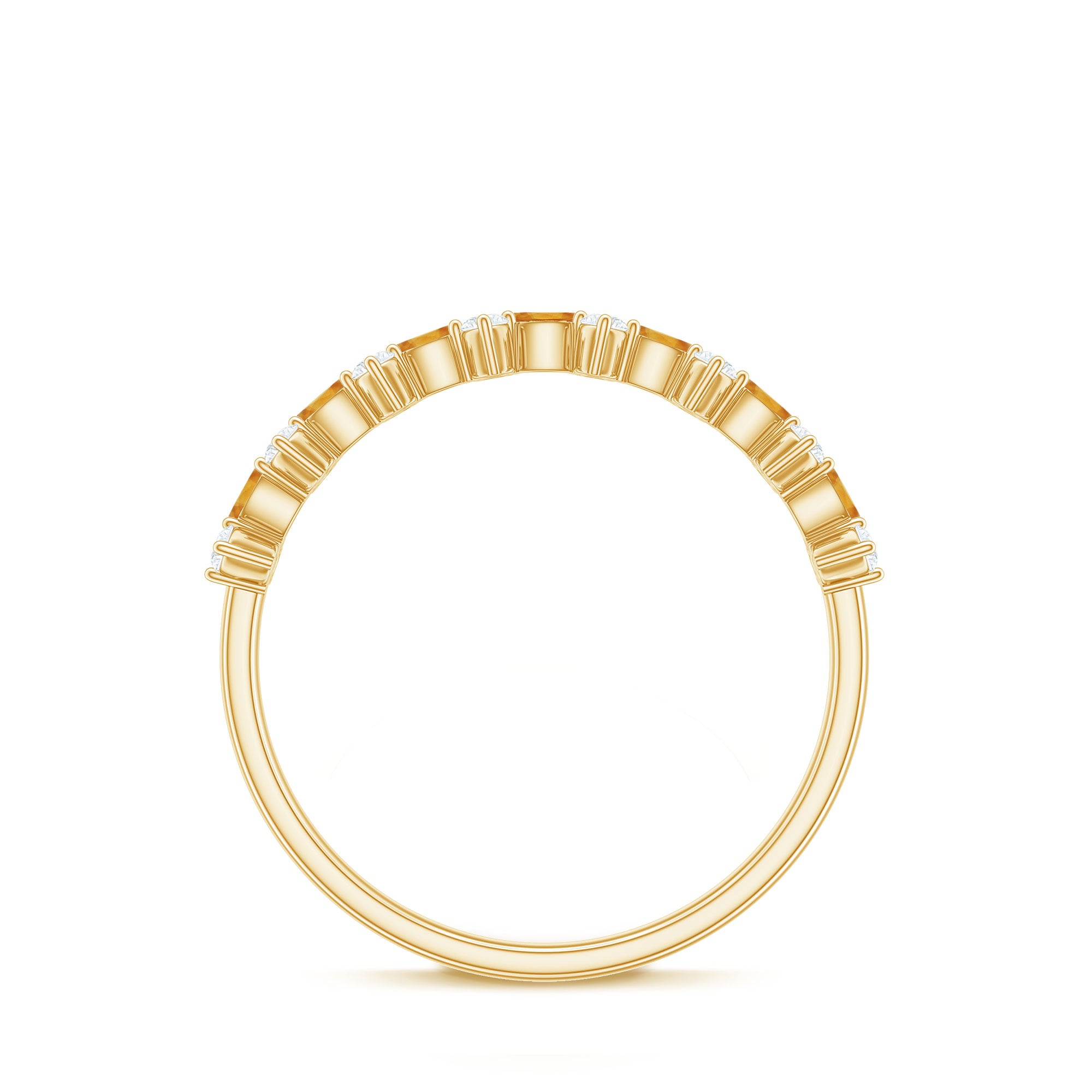 Natural Citrine Diamond Half Eternity Ring with Certificate AAA - Rosec Jewels