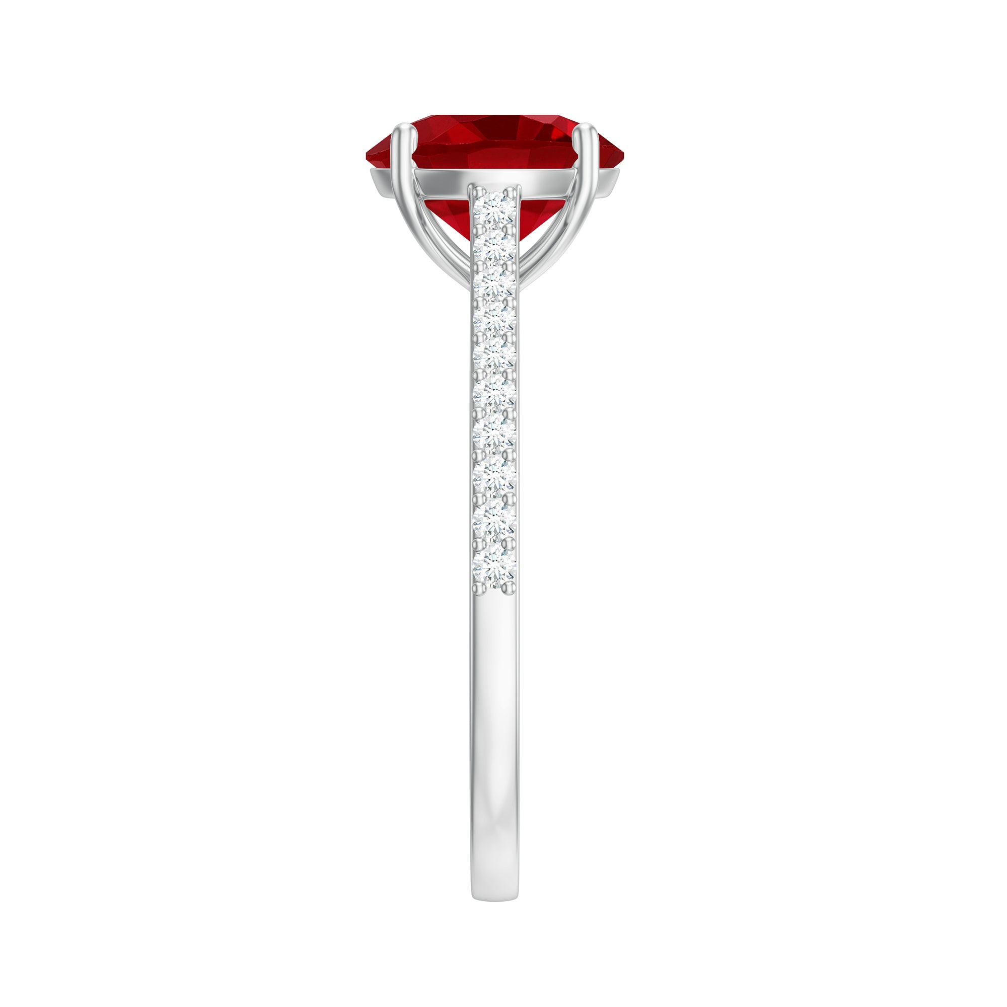 Certified Lab Ruby Solitaire Engagement Ring with Diamonds AAAA - Rosec Jewels
