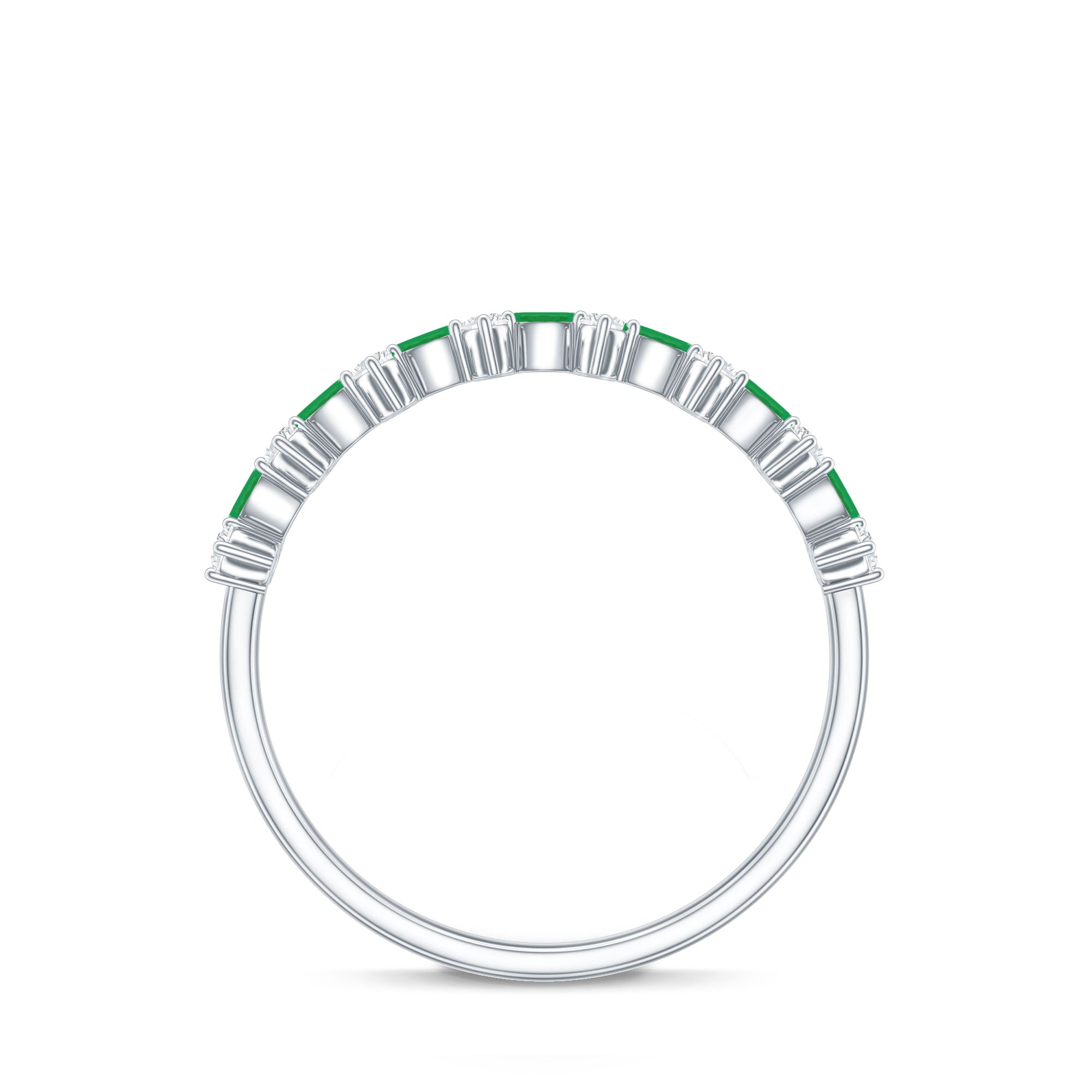 Genuine Emerald and Diamond Half Eternity Ring for Women AAA - Rosec Jewels