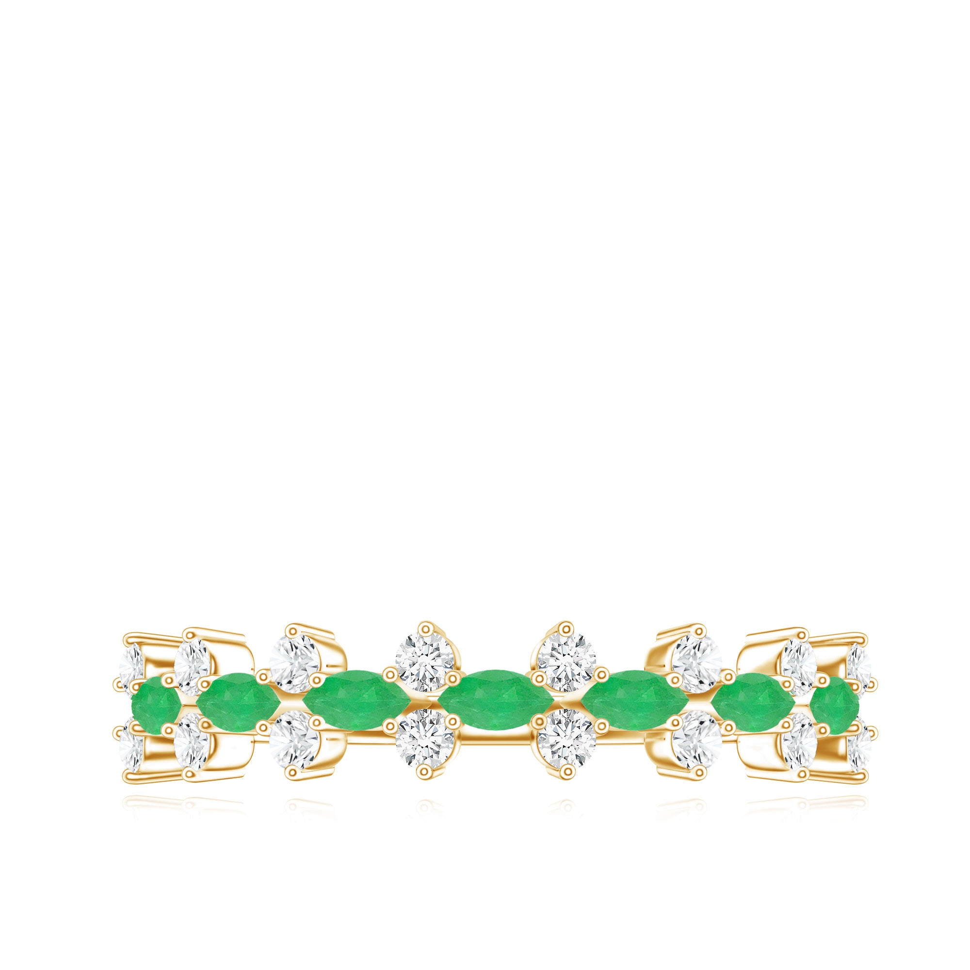 Genuine Emerald and Diamond Half Eternity Ring for Women AAA - Rosec Jewels