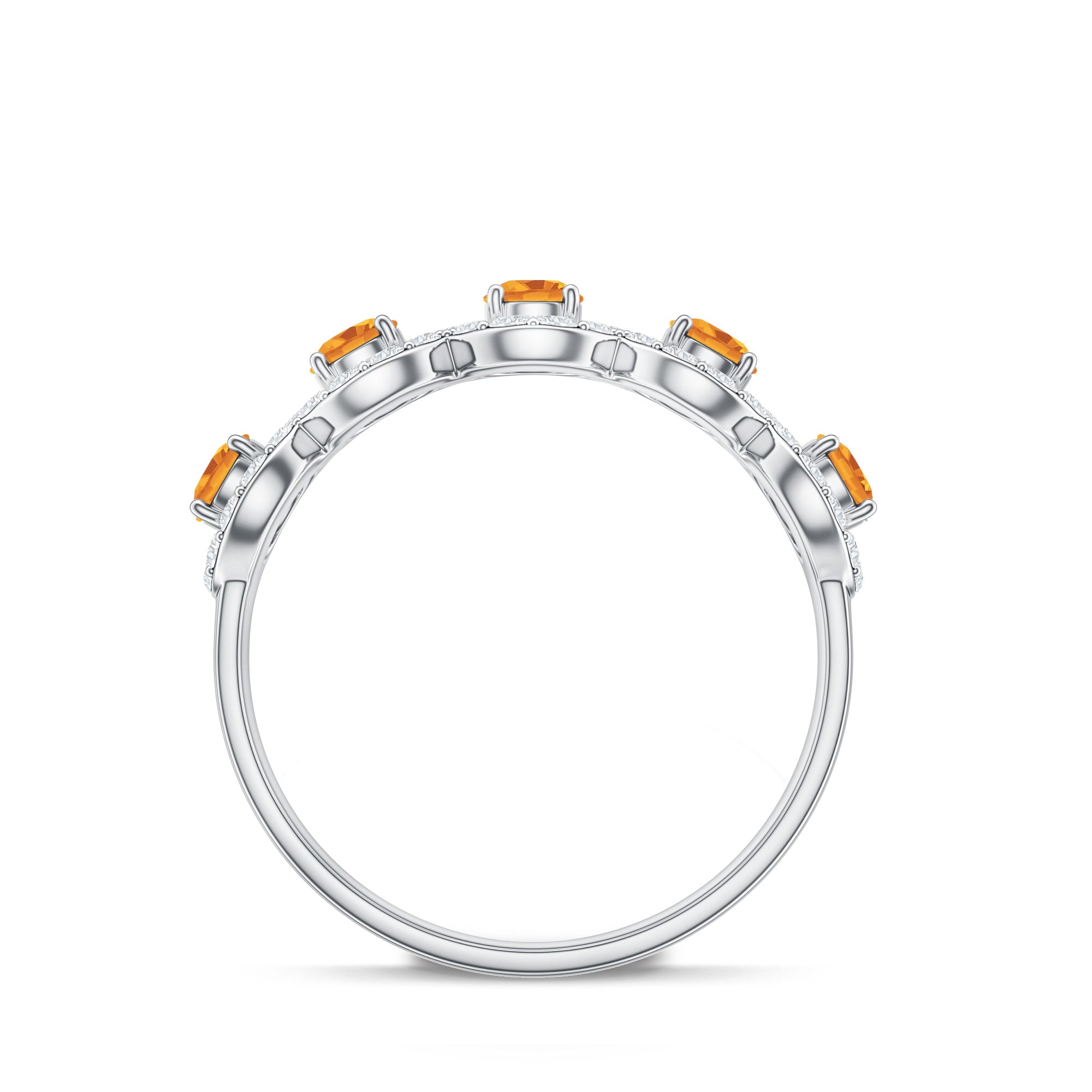 Certified Natural Citrine Diamond Half Eternity Band for Anniversary AAA - Rosec Jewels
