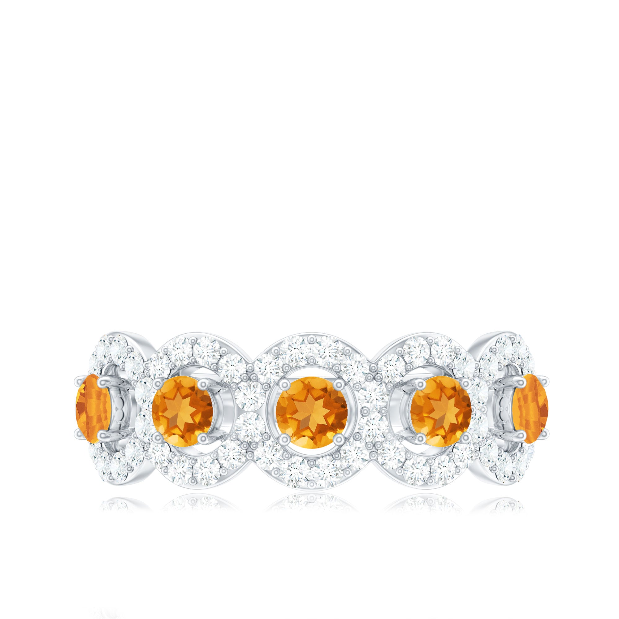 Certified Natural Citrine Diamond Half Eternity Band for Anniversary AAA - Rosec Jewels