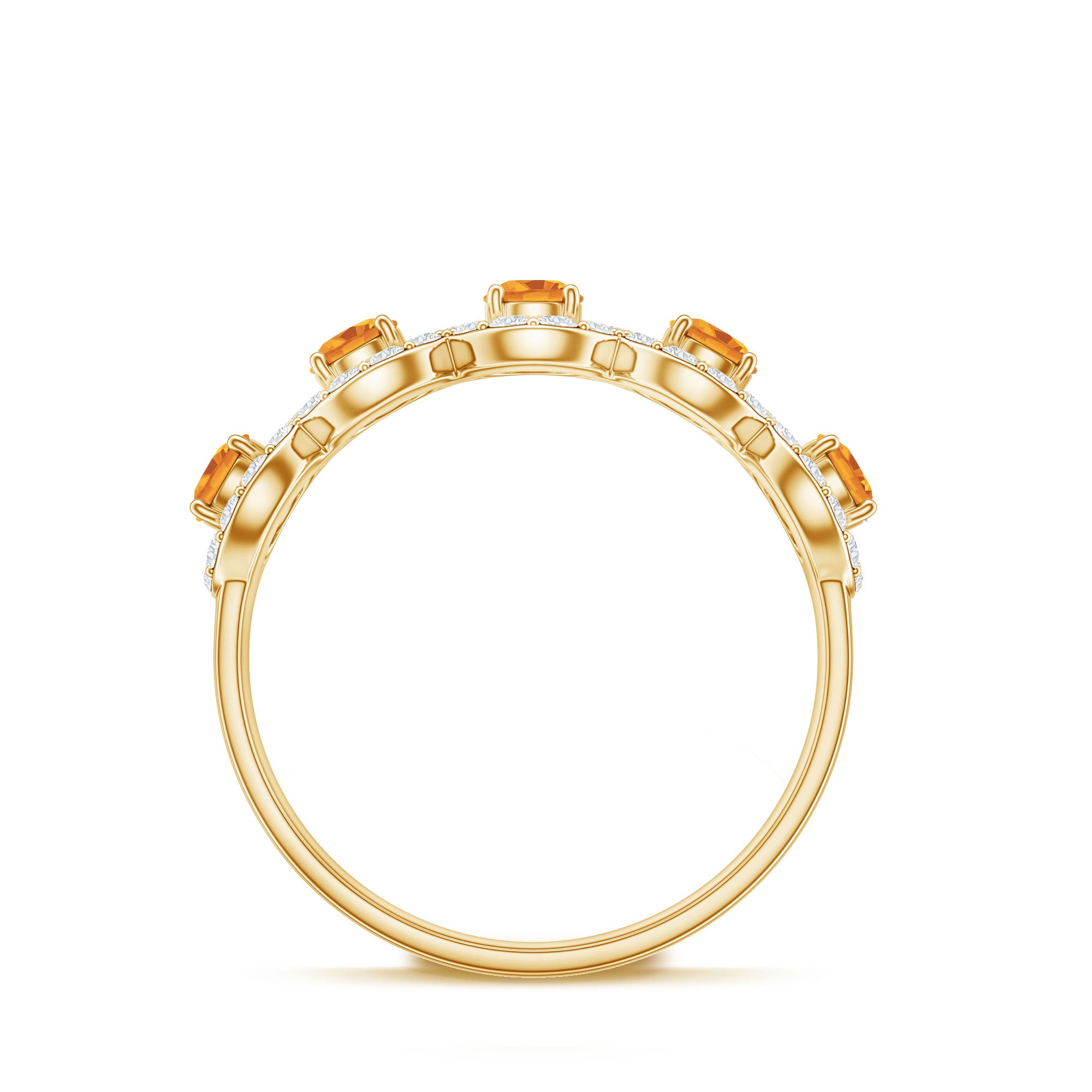 Certified Natural Citrine Diamond Half Eternity Band for Anniversary AAA - Rosec Jewels