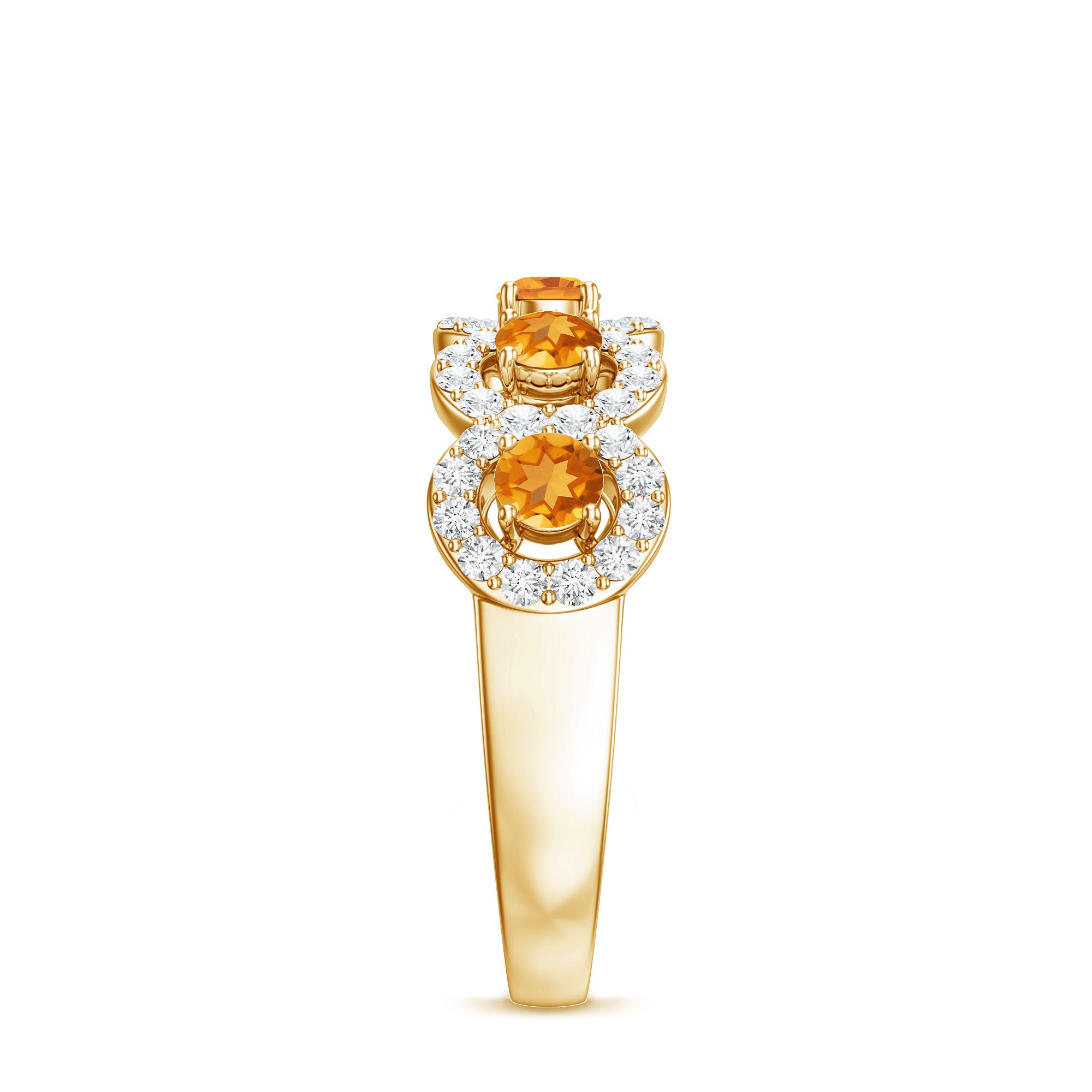 Certified Natural Citrine Diamond Half Eternity Band for Anniversary AAA - Rosec Jewels