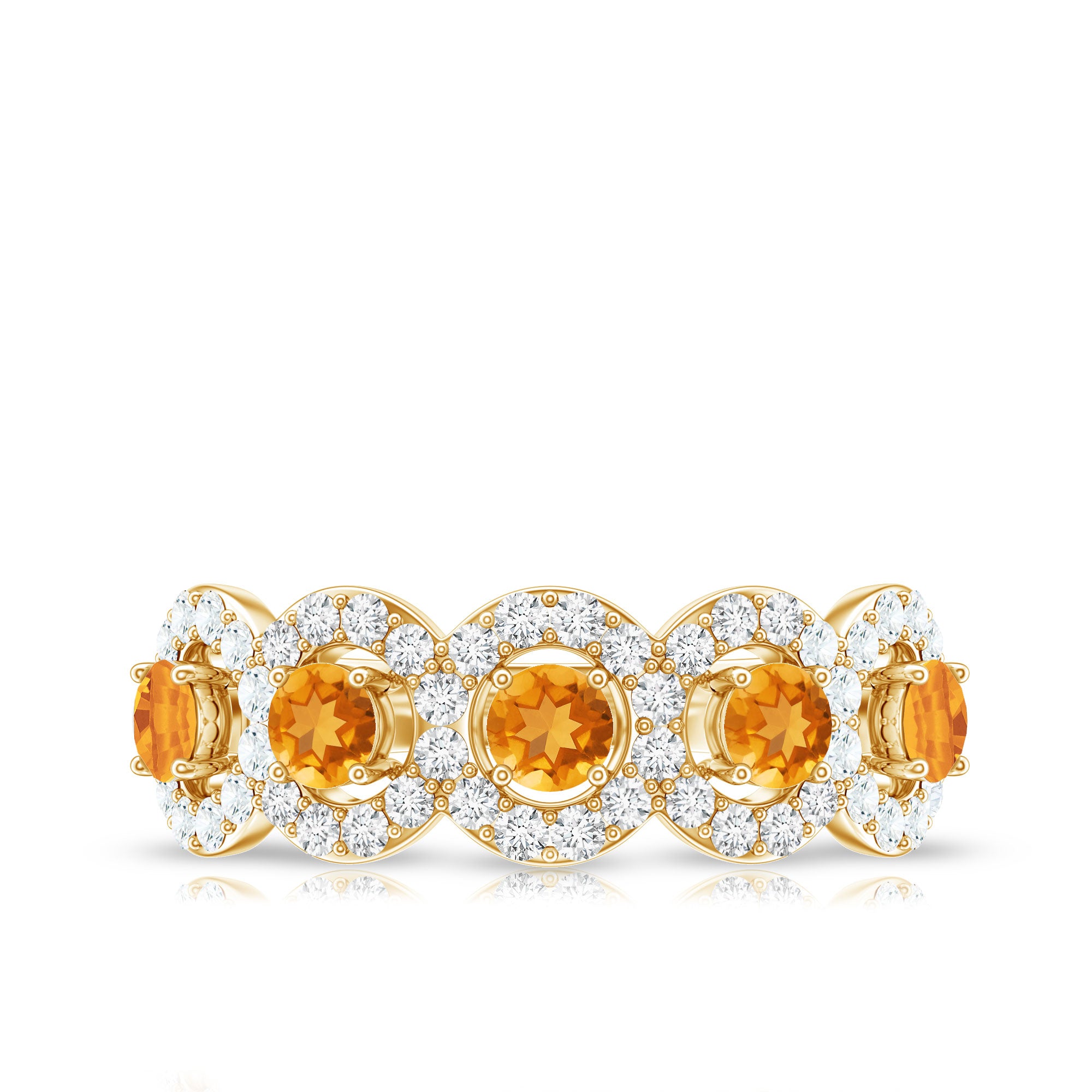 Certified Natural Citrine Diamond Half Eternity Band for Anniversary AAA - Rosec Jewels