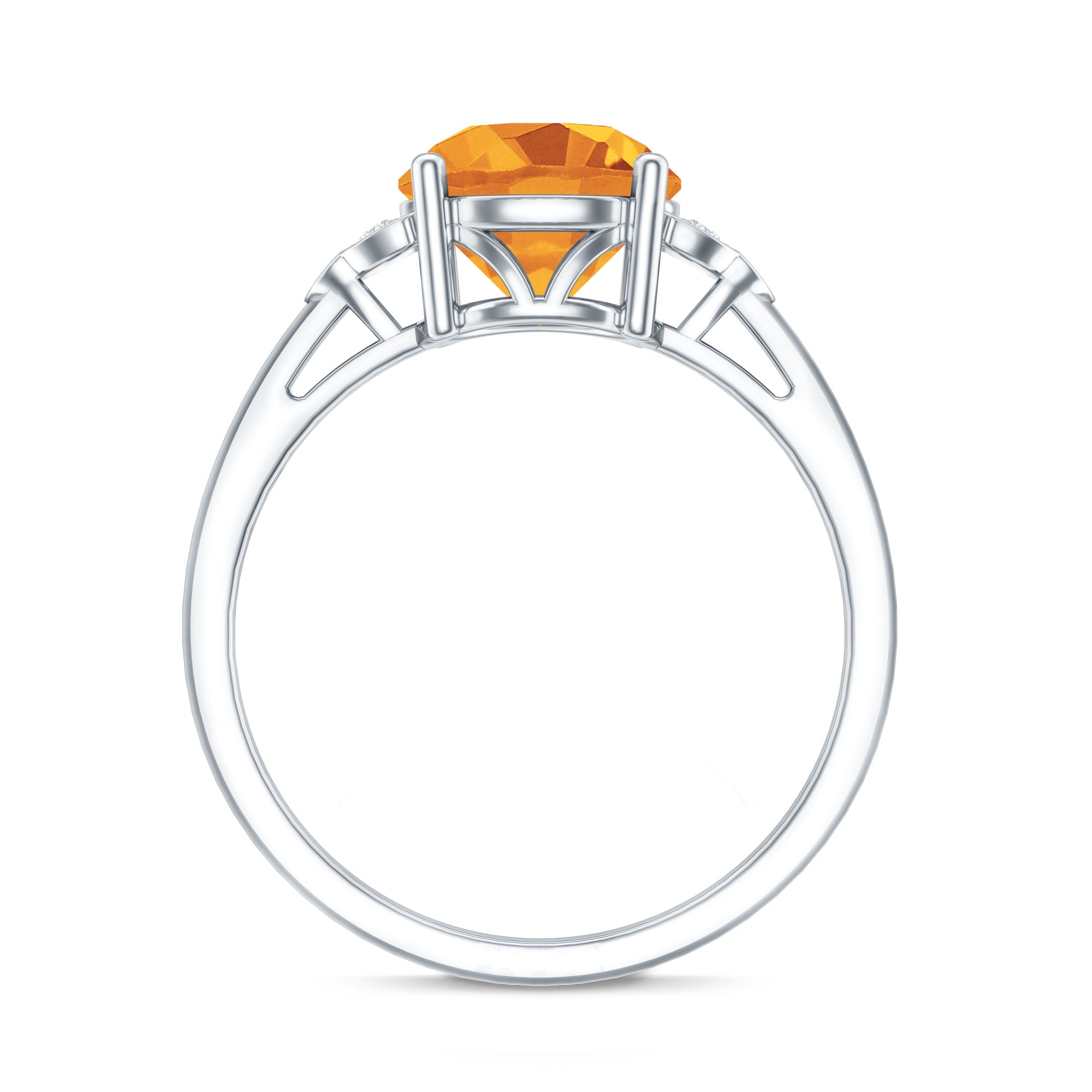 Natural 1.2 Carat Citrine Engagement Ring with Diamond Trio AAA - Rosec Jewels