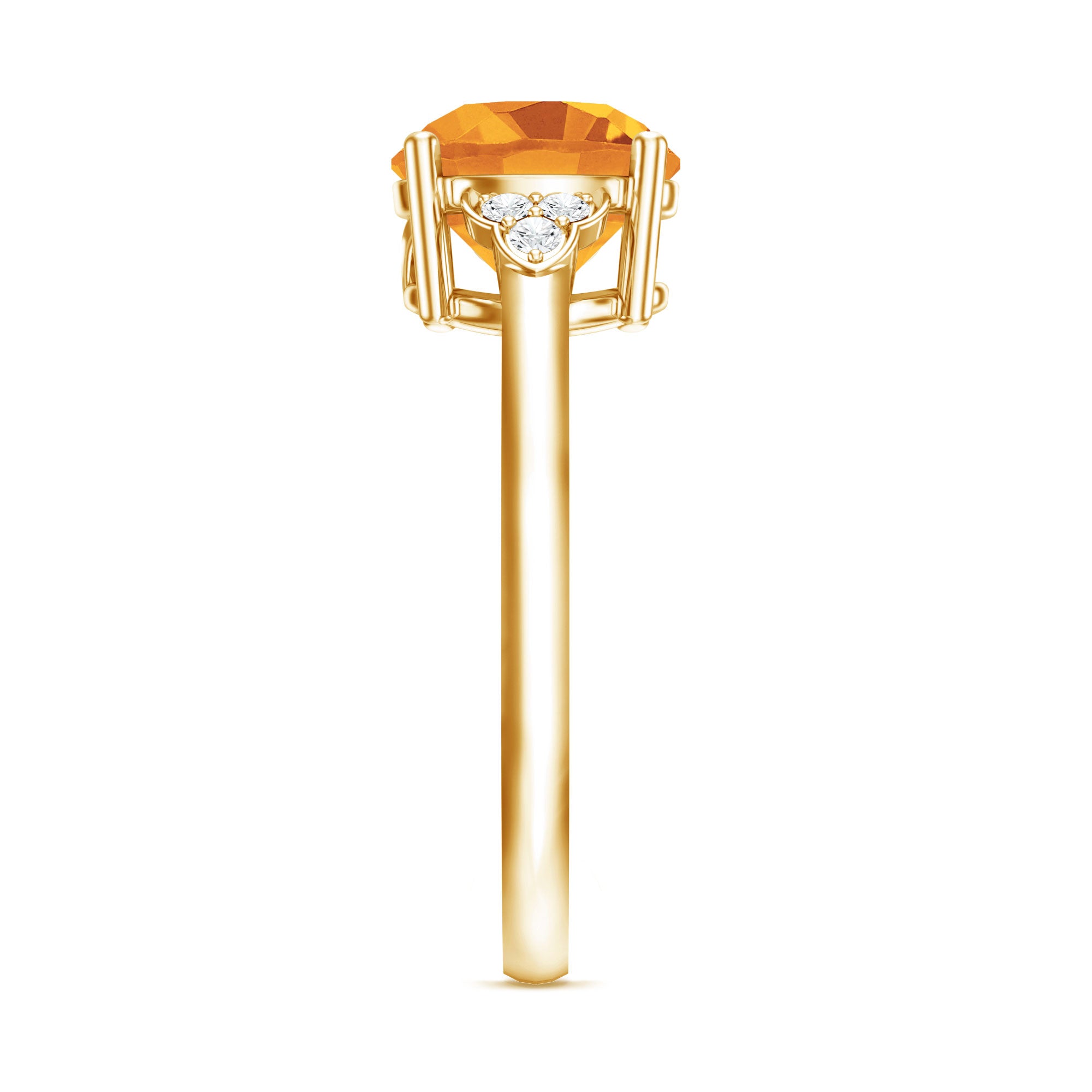 Natural 1.2 Carat Citrine Engagement Ring with Diamond Trio AAA - Rosec Jewels