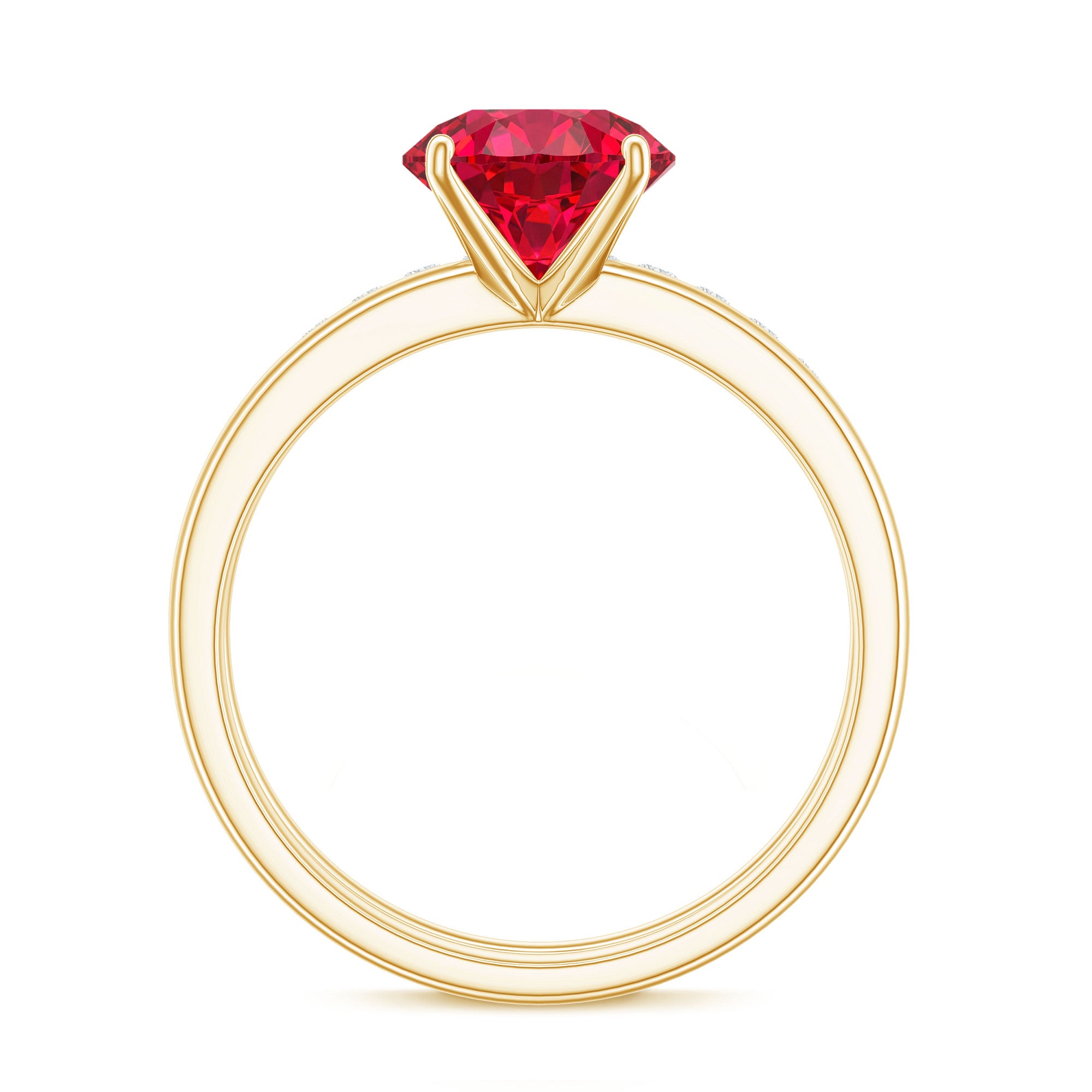 3 CT Solitaire Created Ruby Wedding Ring Set with Diamond AAAA - Rosec Jewels