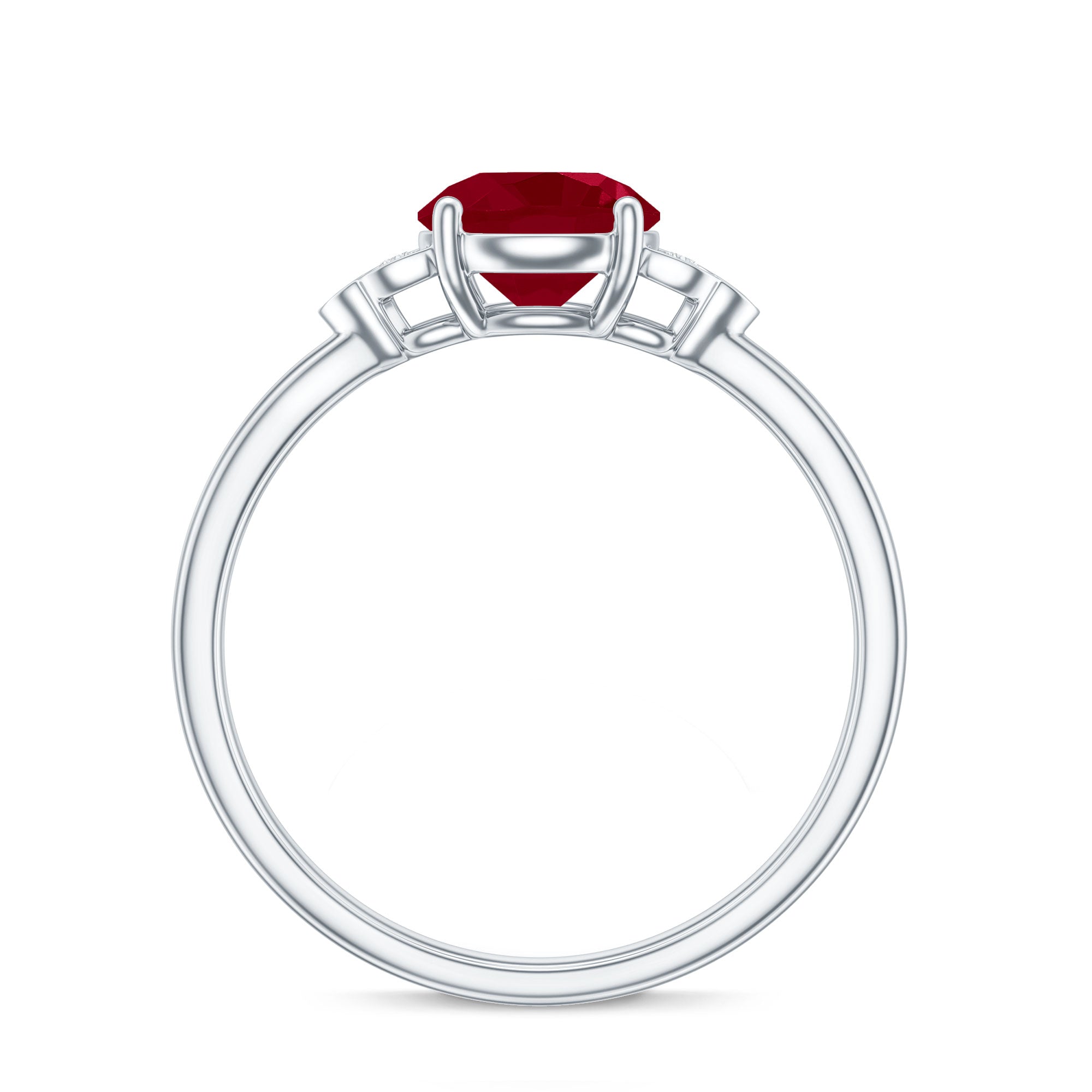 Real 0.6 Carat Ruby Promise Ring with Diamond Trio AAA - Rosec Jewels