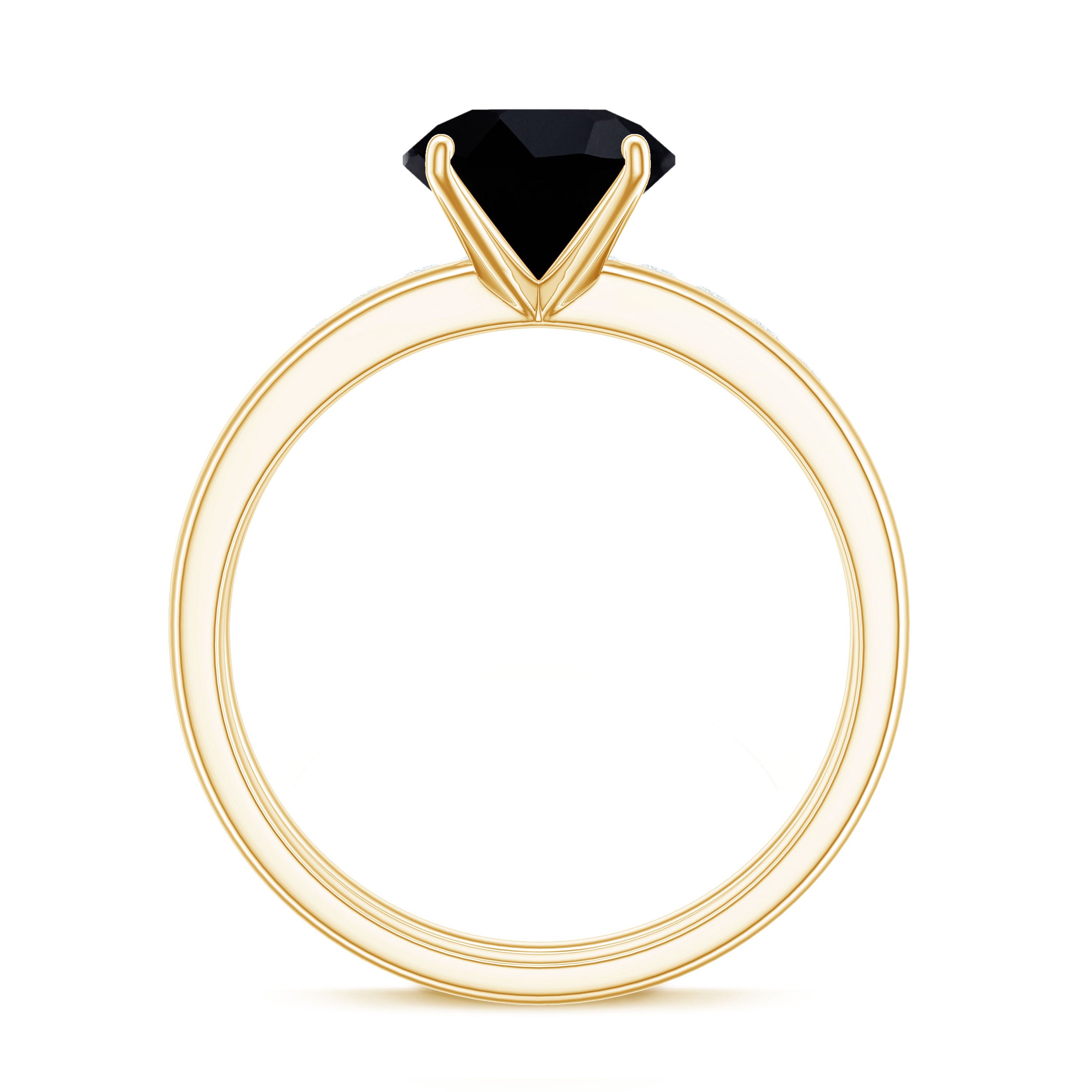 Natural Black Spinel Wedding Engagement Ring Set with Diamond AAA - Rosec Jewels
