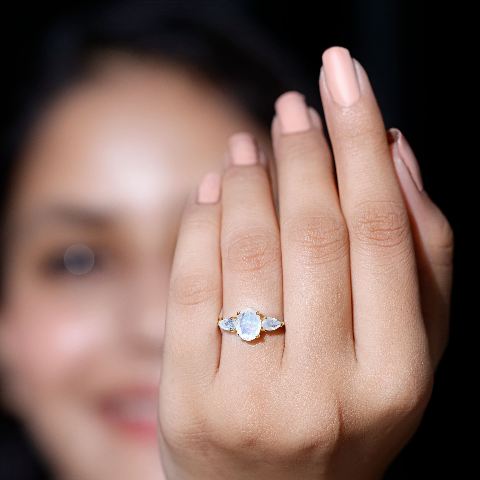Rosec Jewels-Natural Moonstone Three Stone Engagement Ring