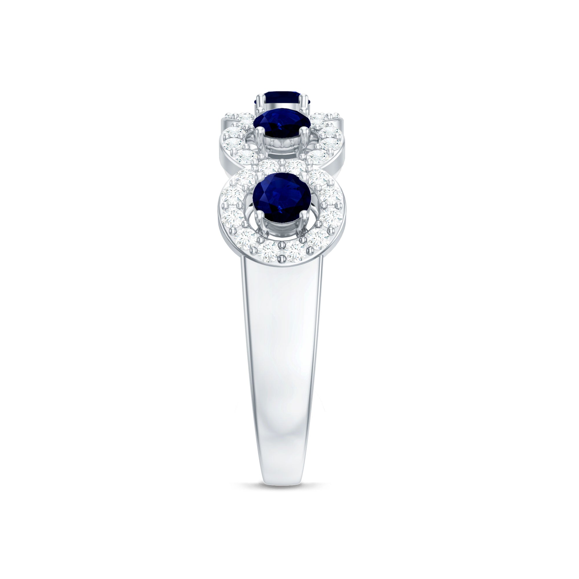 Classic Blue Sapphire Half Eternity Anniversary Ring with Diamond AAA - Rosec Jewels