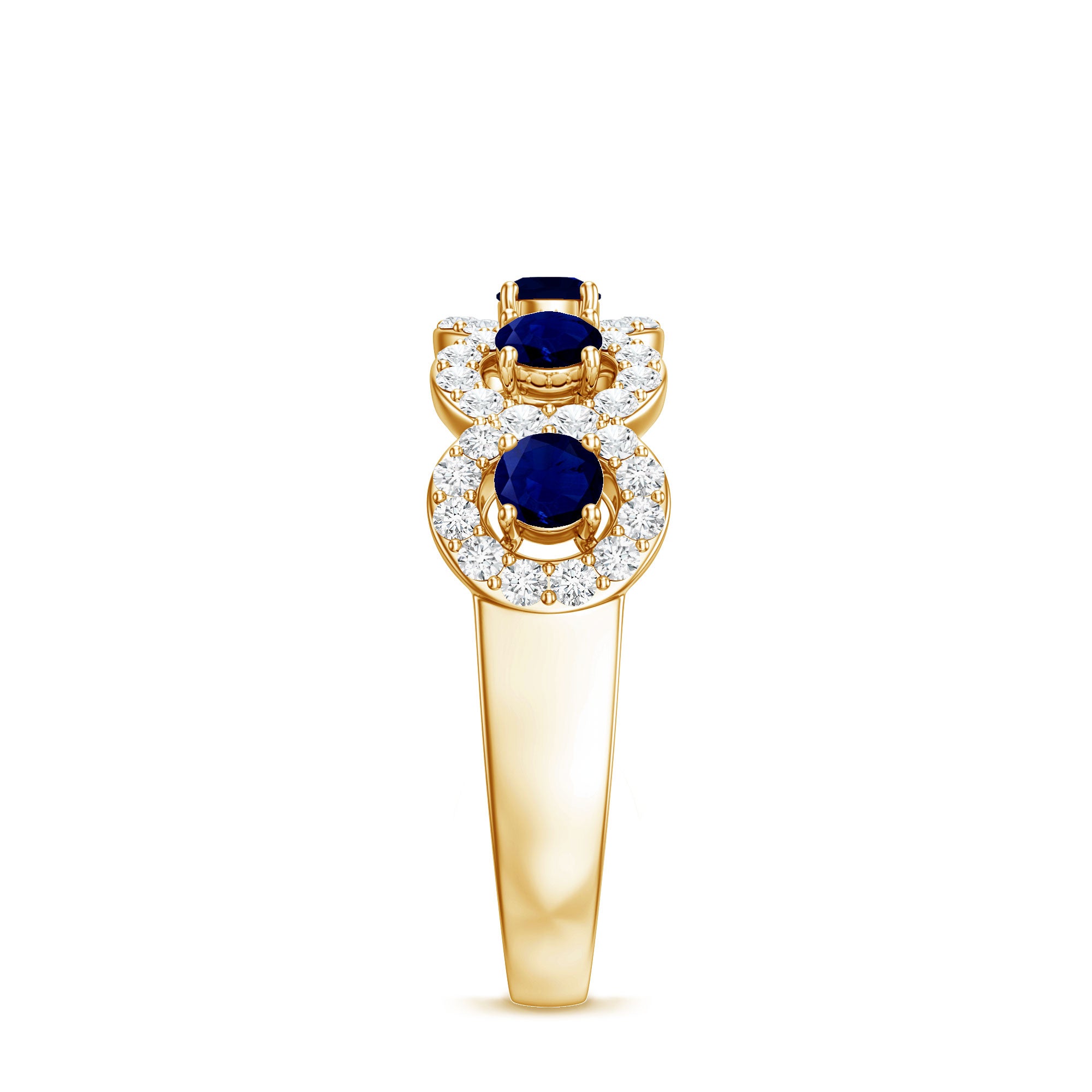 Classic Blue Sapphire Half Eternity Anniversary Ring with Diamond AAA - Rosec Jewels